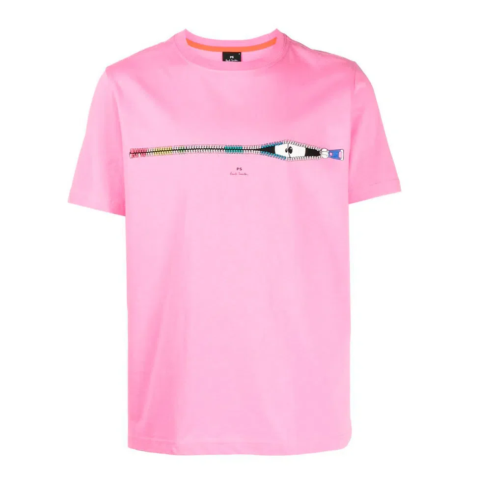 PAUL SMITH Tshirt SS Reg Fit Zip - Bubblegum/Raspberry