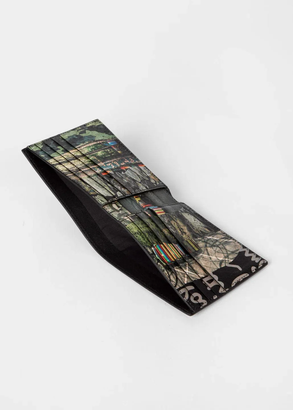 PAUL SMITH Wallet Billfold Mini Collage Stripe - Black - Image 2