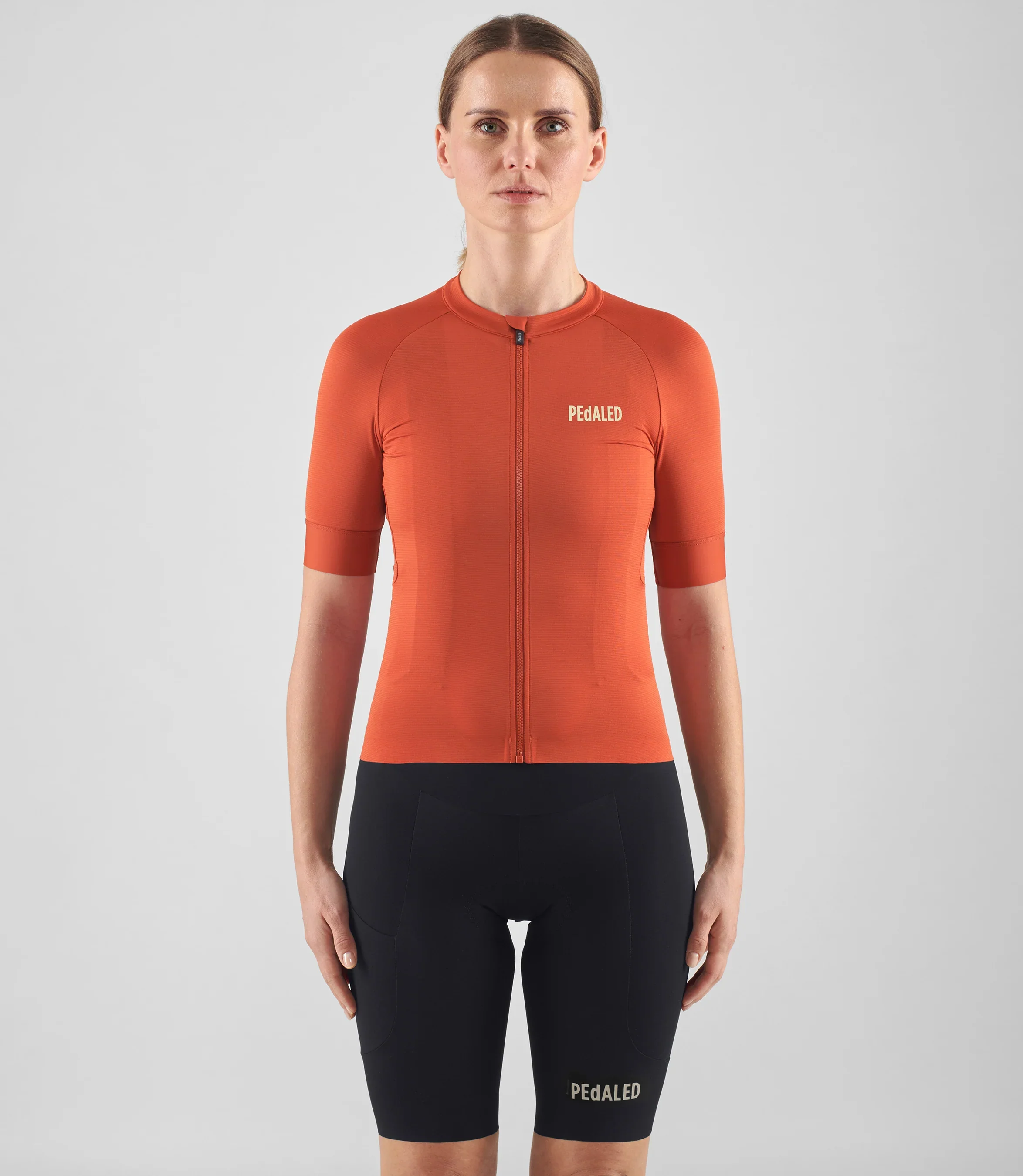 PEDALED Element Lightweight Cycling Women Jersey - Brick Red - Image 4