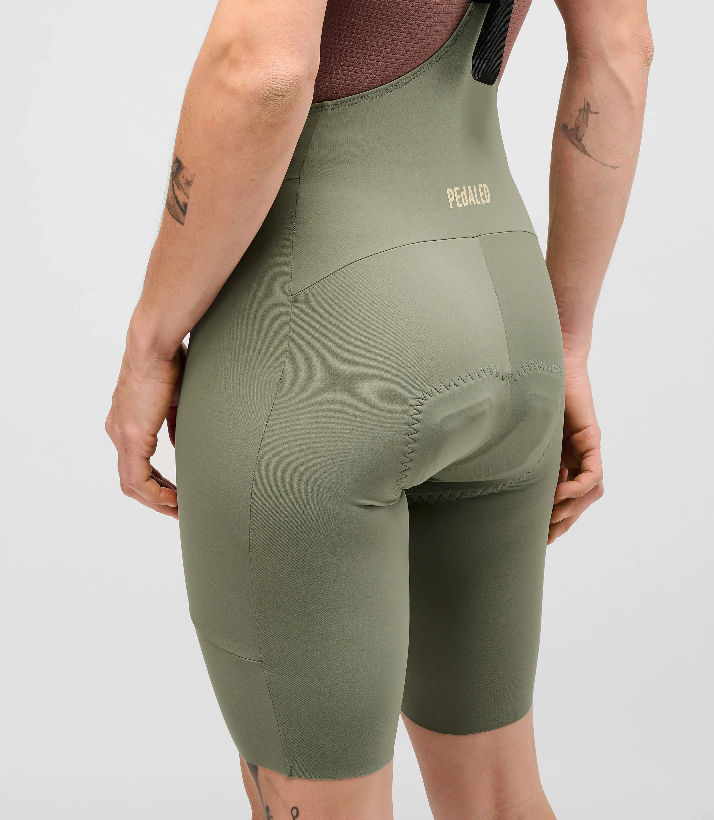 PEDALED Element Lightweight Women Bib Shorts - Green - Image 11