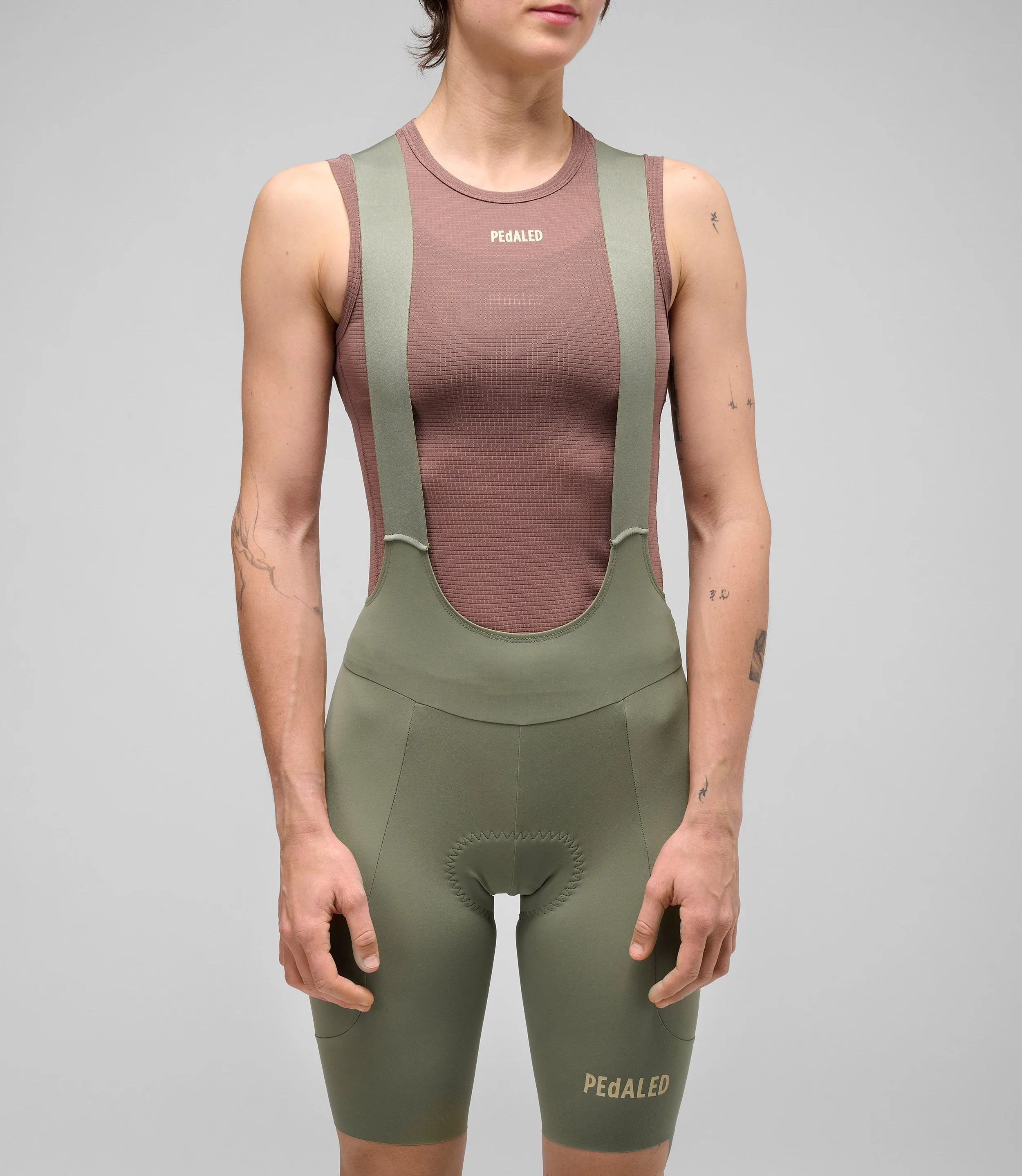 PEDALED Element Lightweight Women Bib Shorts - Green - Image 5
