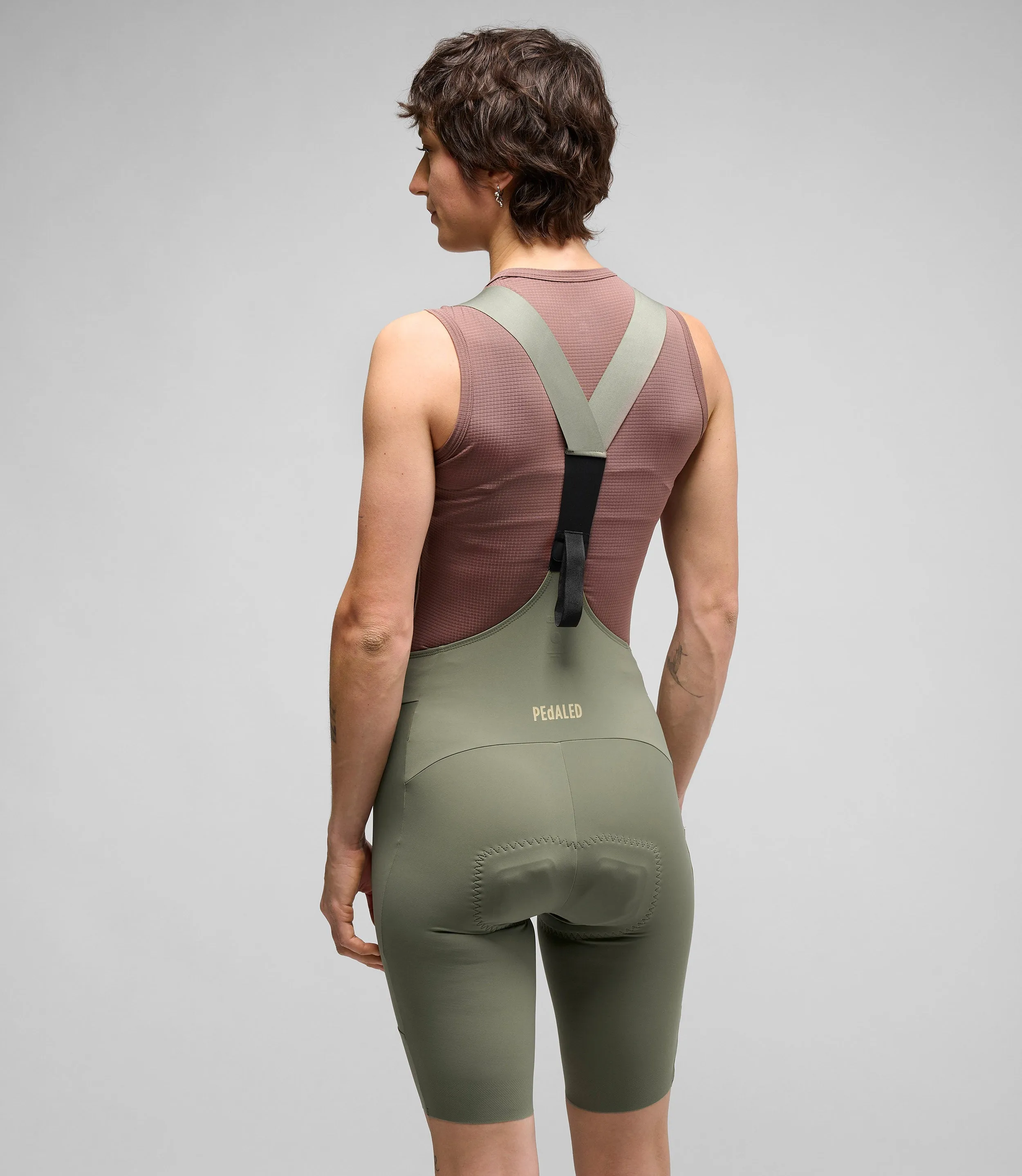PEDALED Element Lightweight Women Bib Shorts - Green - Image 6