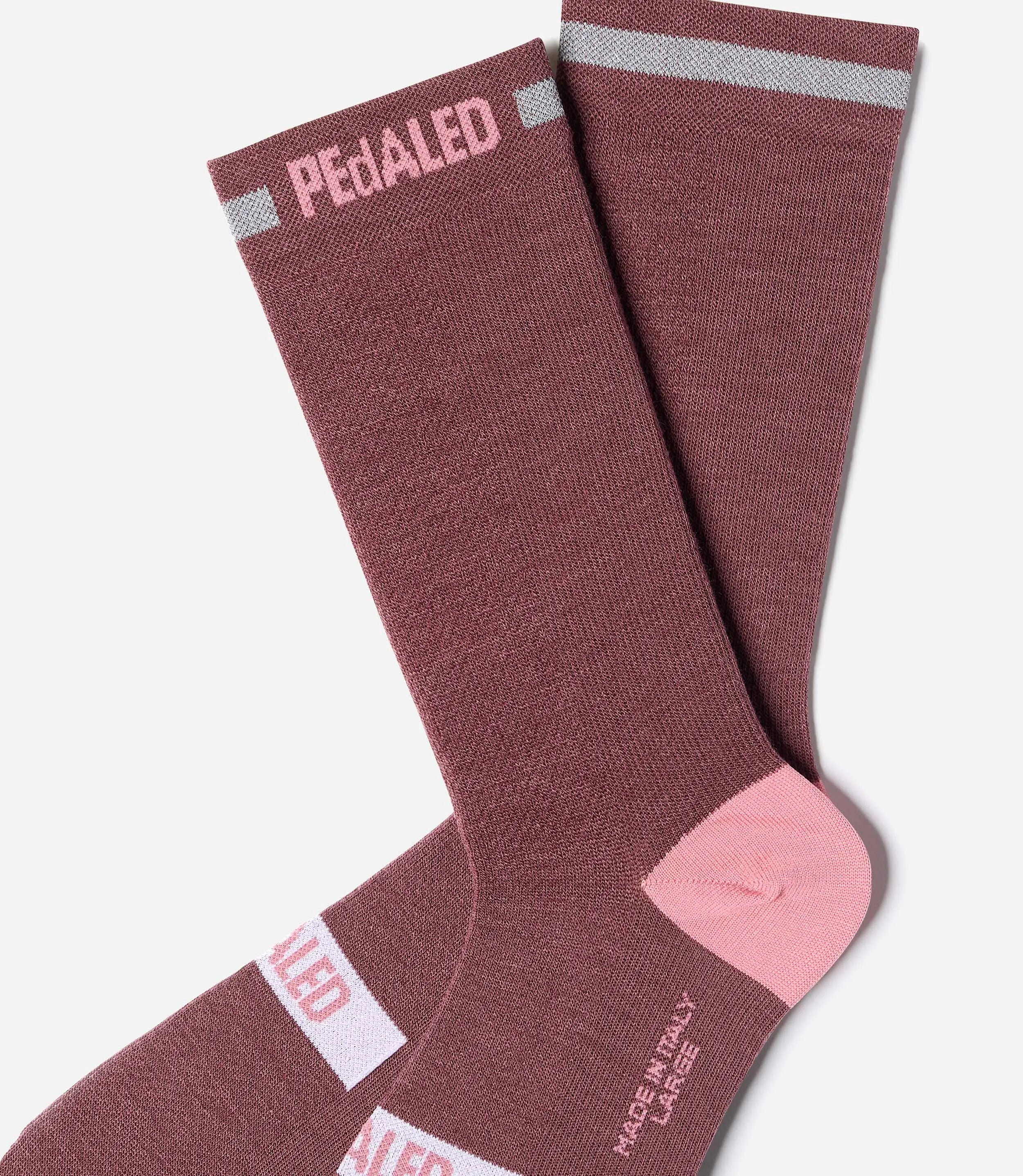 PEDALED Odyssey Merino Reflective Socks - Burgundy - Image 2