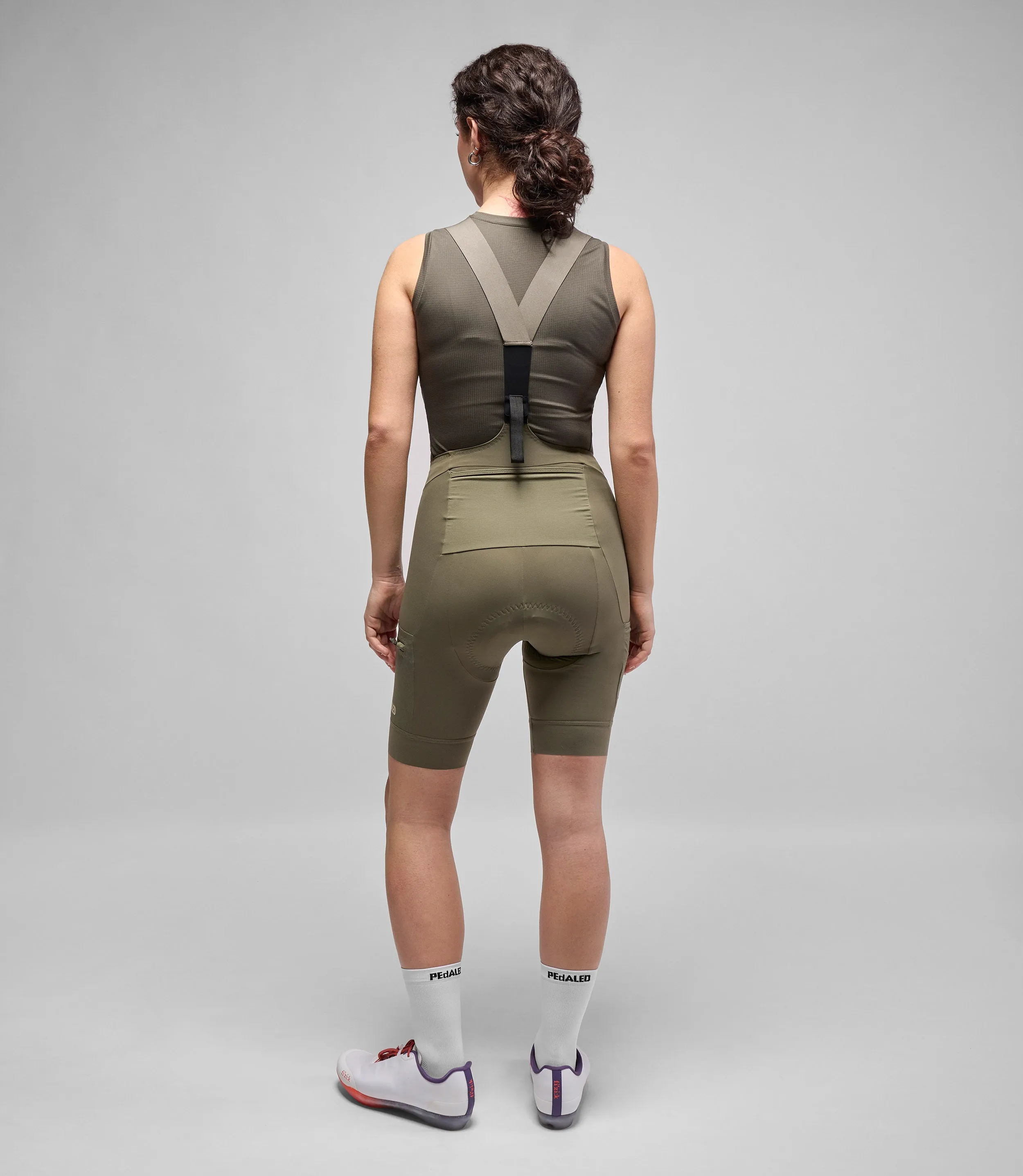 PEDALED Odyssey Women Bib Shorts - Military Green - Image 4