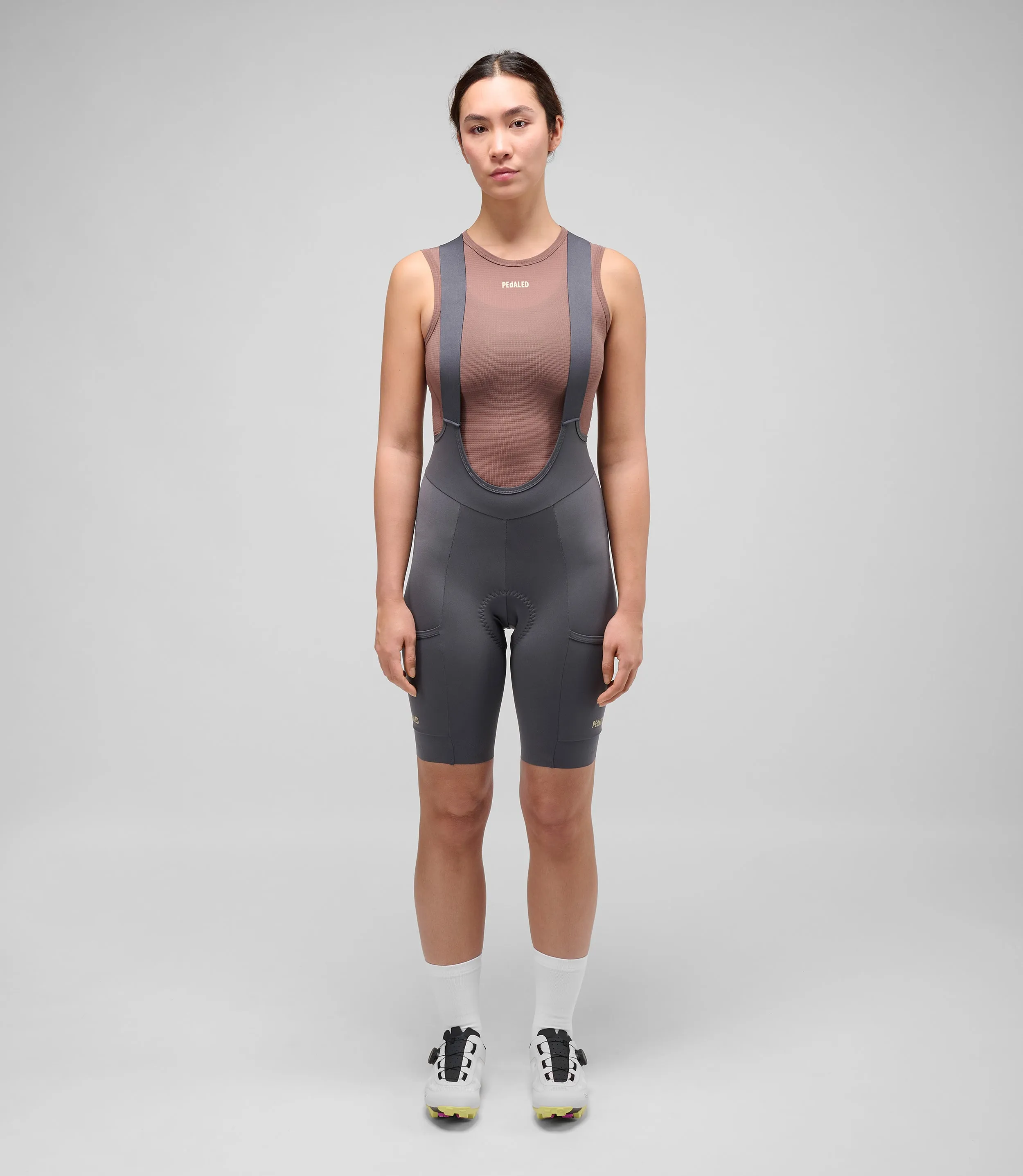 PEDALED Odyssey Training Women Bib Shorts - Grey - Image 2