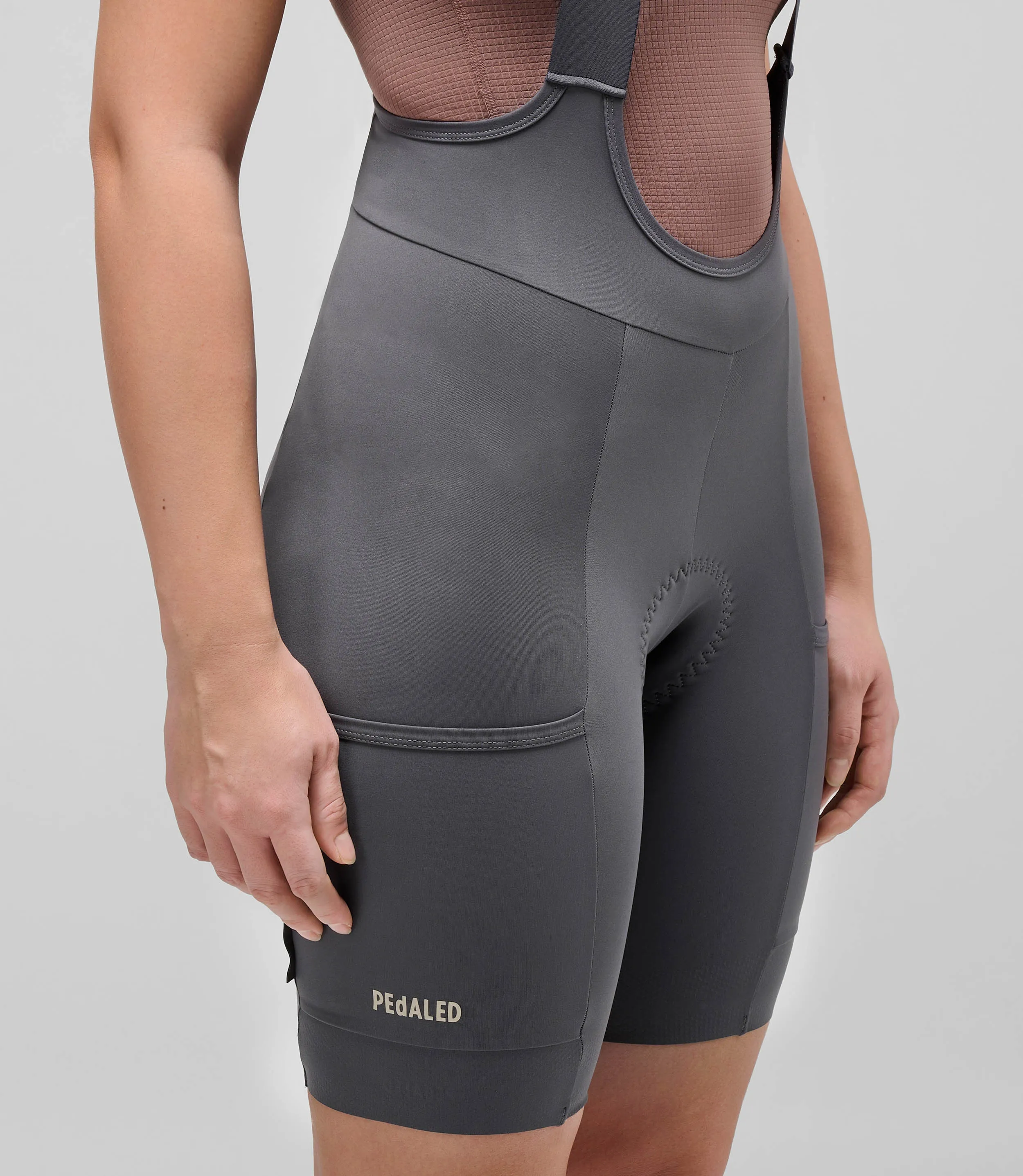 PEDALED Odyssey Training Women Bib Shorts - Grey - Image 6