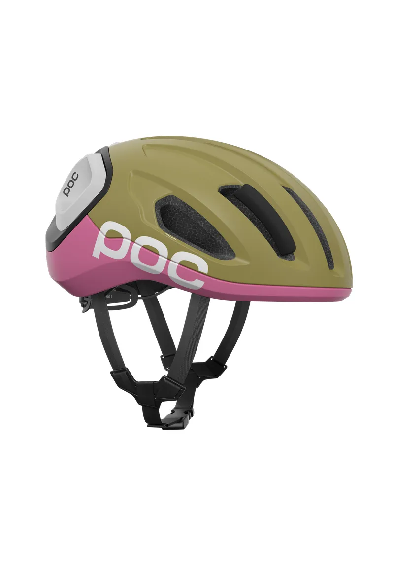 POC Amidal Cycling Helmet - Olivine Green Matt/Thulite Pink Matt - Image 3