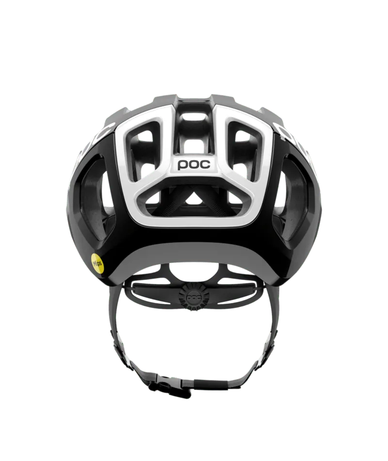 POC Ventral Air Mips Cycling Helmet - Uranium Black Matt/Hydrogen White With Logo - Image 3