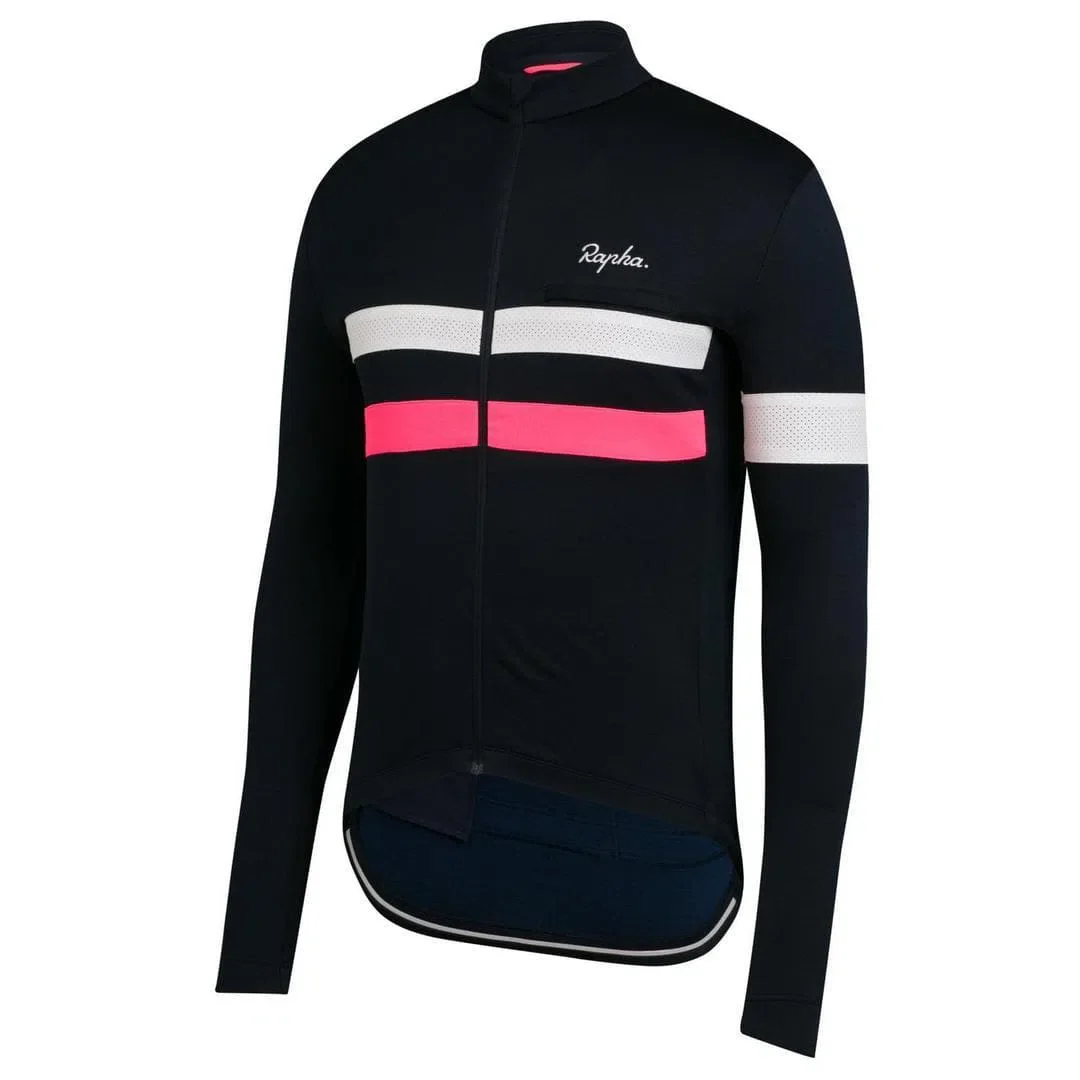 RAPHA  Brevet Long Sleeve Jersey - Dark Navy/High-Vis Pink DNP - Image 3