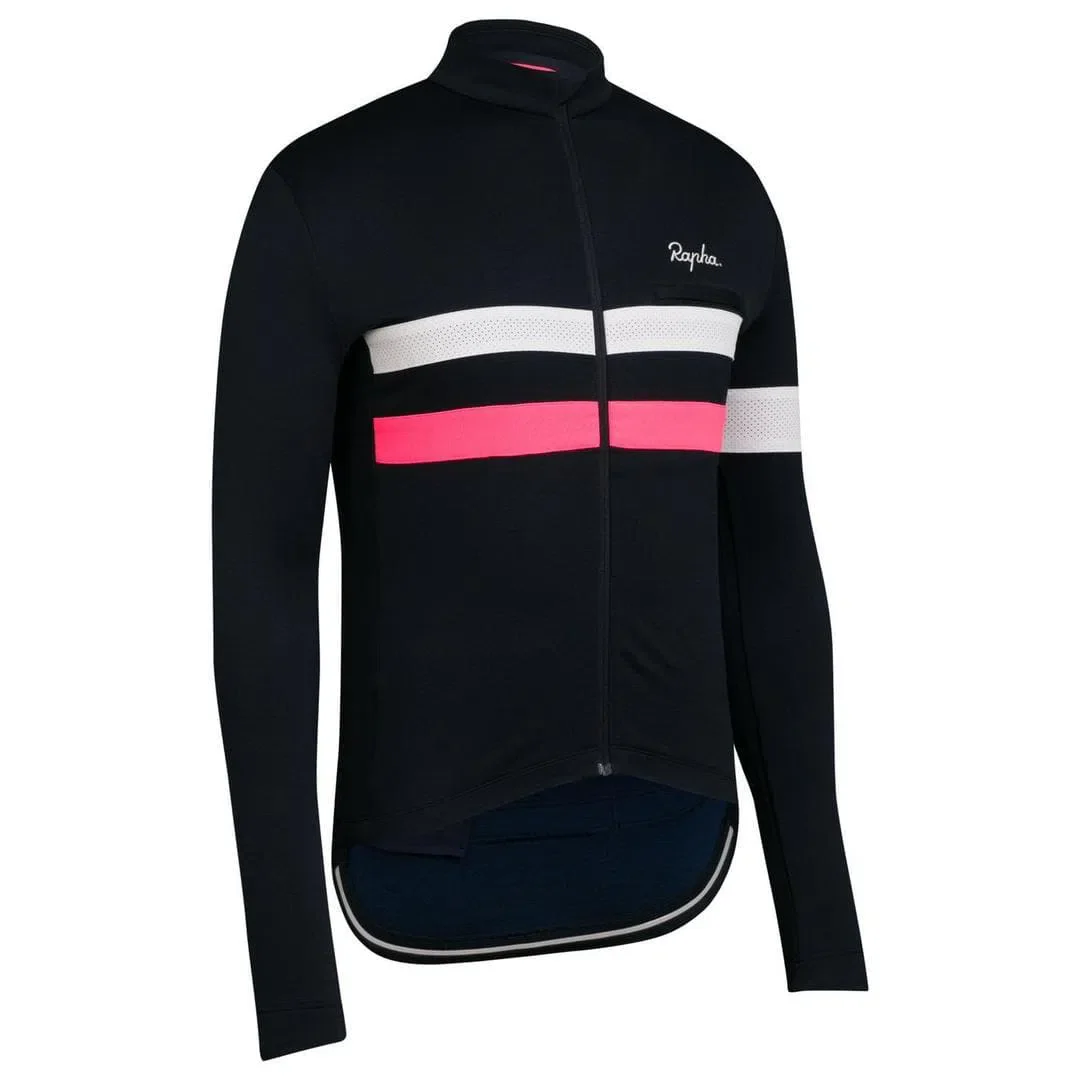 RAPHA  Brevet Long Sleeve Jersey - Dark Navy/High-Vis Pink DNP - Image 4