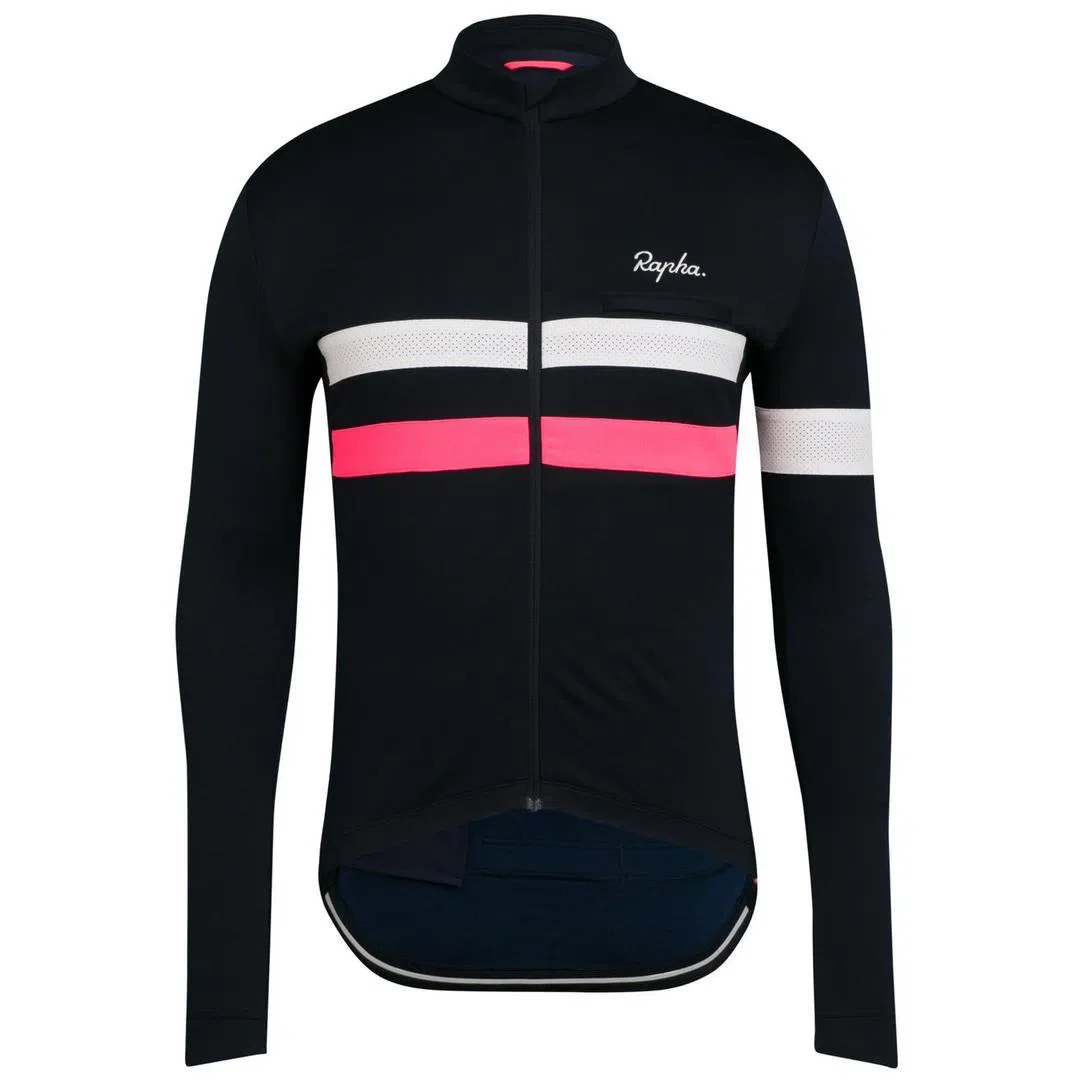 RAPHA  Brevet Long Sleeve Jersey - Dark Navy/High-Vis Pink DNP - Image 7