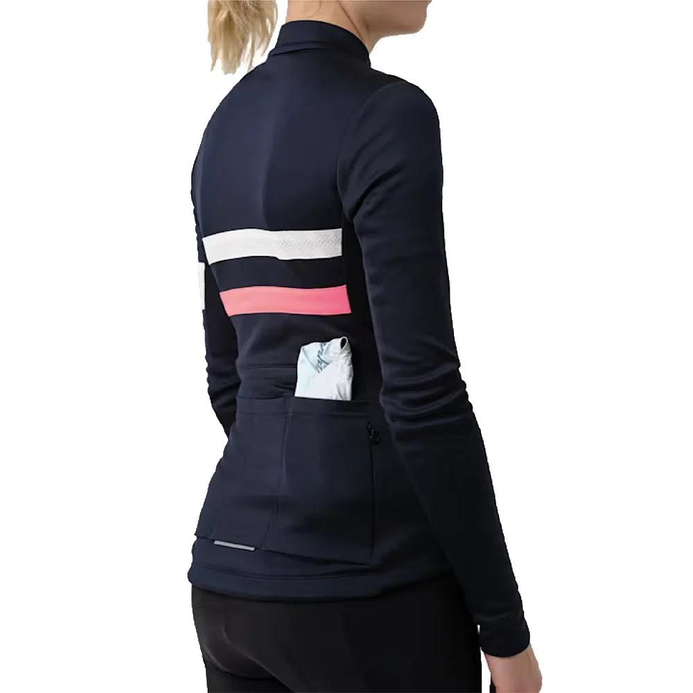 RAPHA Brevet Long Sleeve Women Jersey - Dark Navy/High-Vis Pink DNP - Image 8