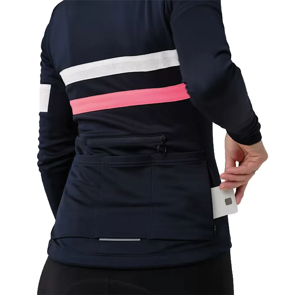 RAPHA Brevet Long Sleeve Women Jersey - Dark Navy/High-Vis Pink DNP - Image 9