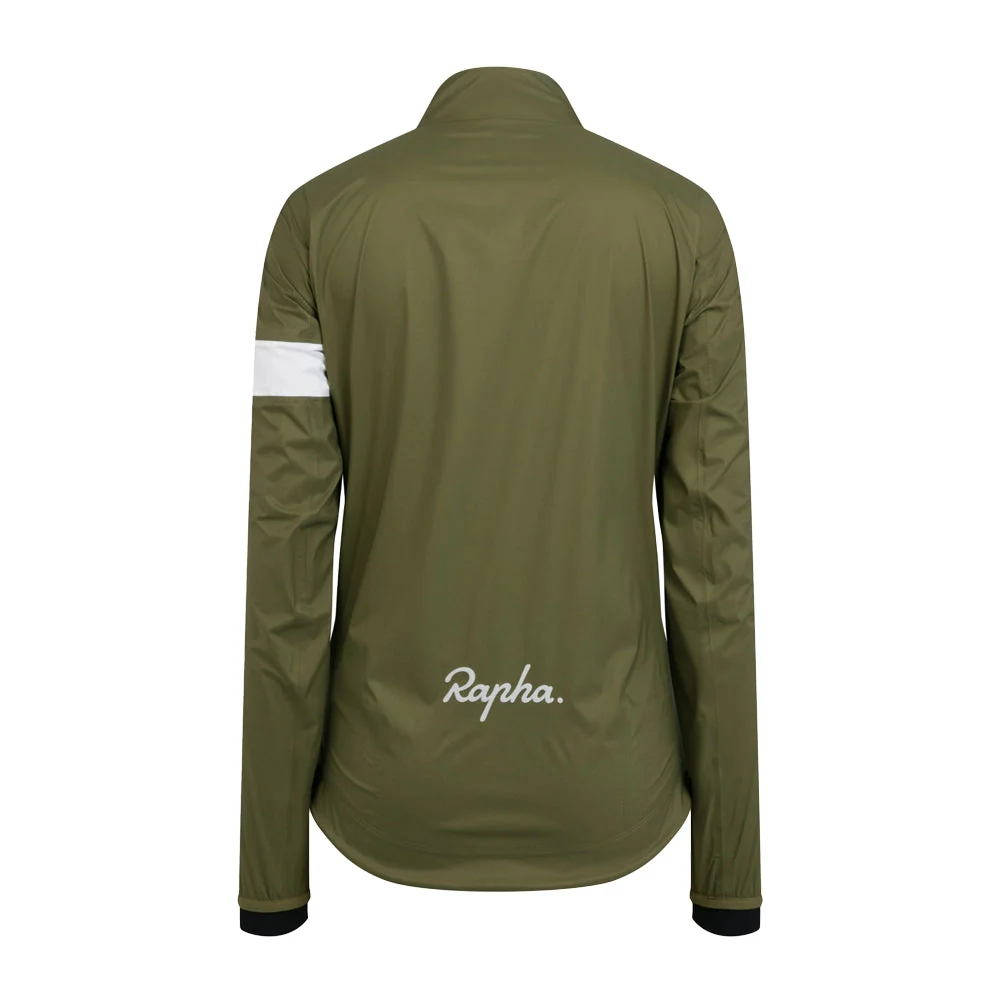 RAPHA Women  Core Rain Jacket II - Dark Khaki  White - Image 2