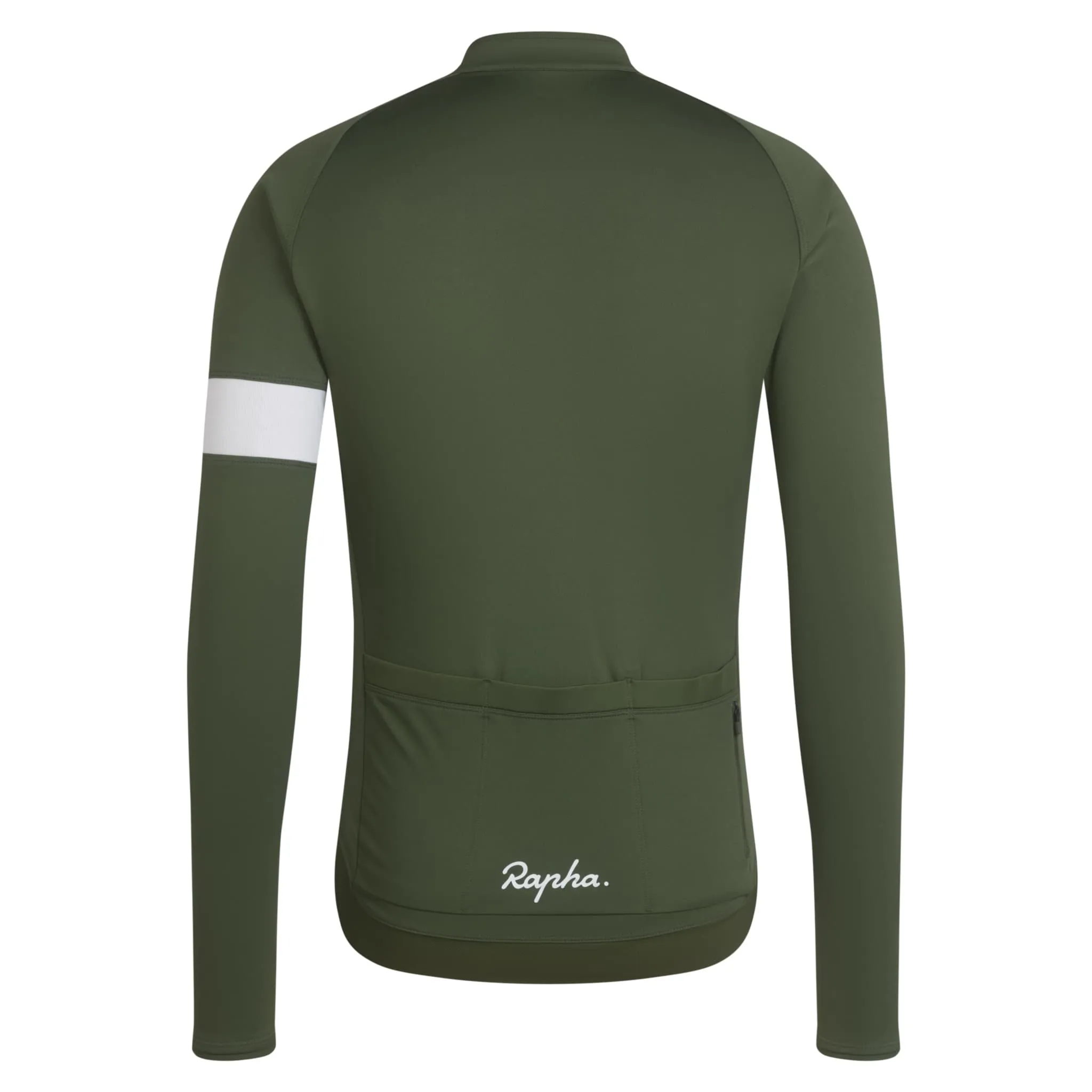 RAPHA Core Thermal Long Sleeve Jersey - KLW Deep Olive Green/White - Image 2