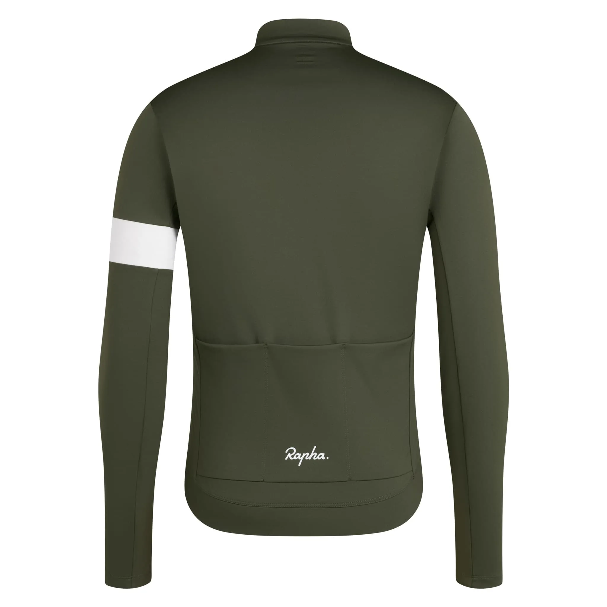 RAPHA Core Thermal Long Sleeve Jersey - DDW Dark Green/White - Image 2