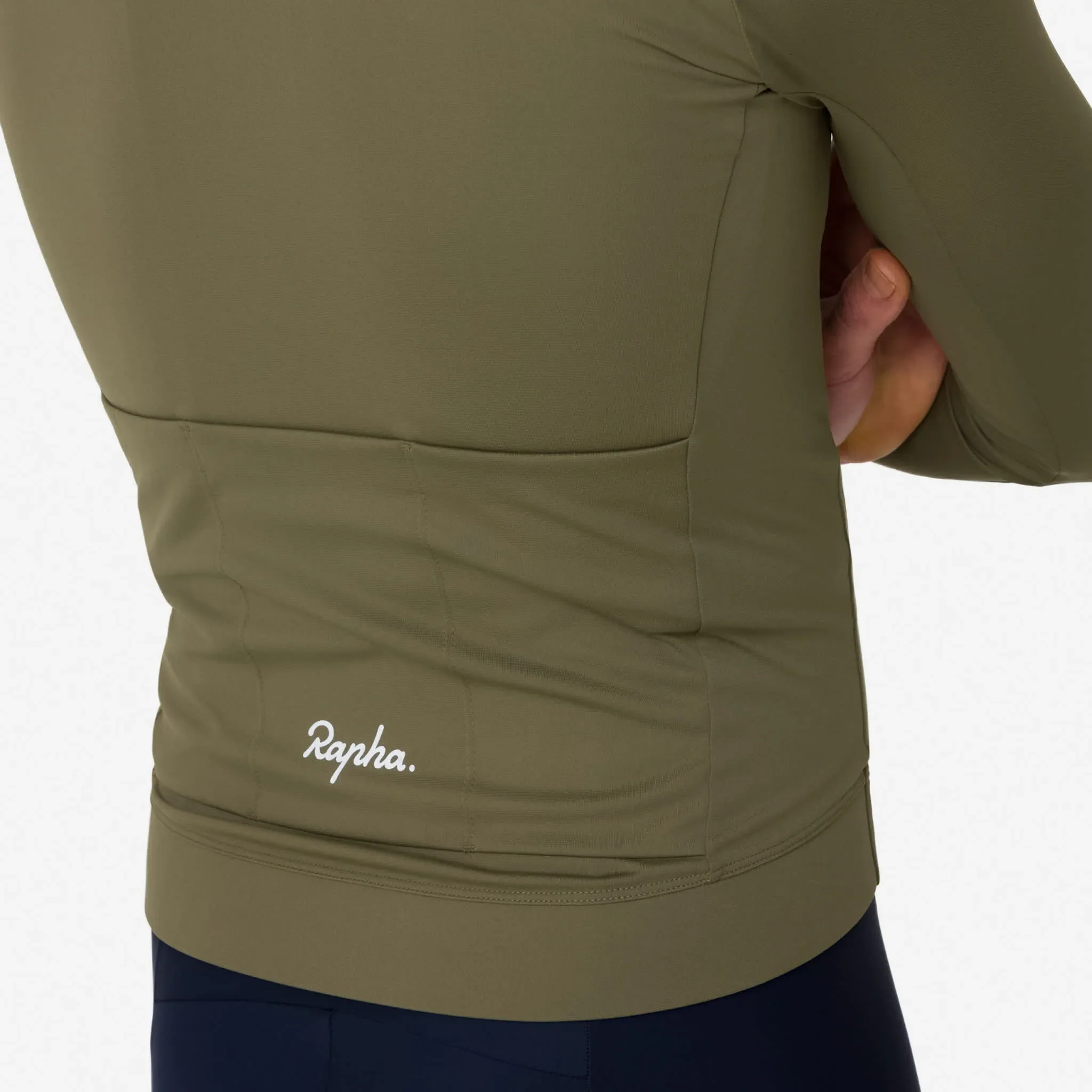RAPHA Core Thermal Long Sleeve Jersey - Green/White - Image 5