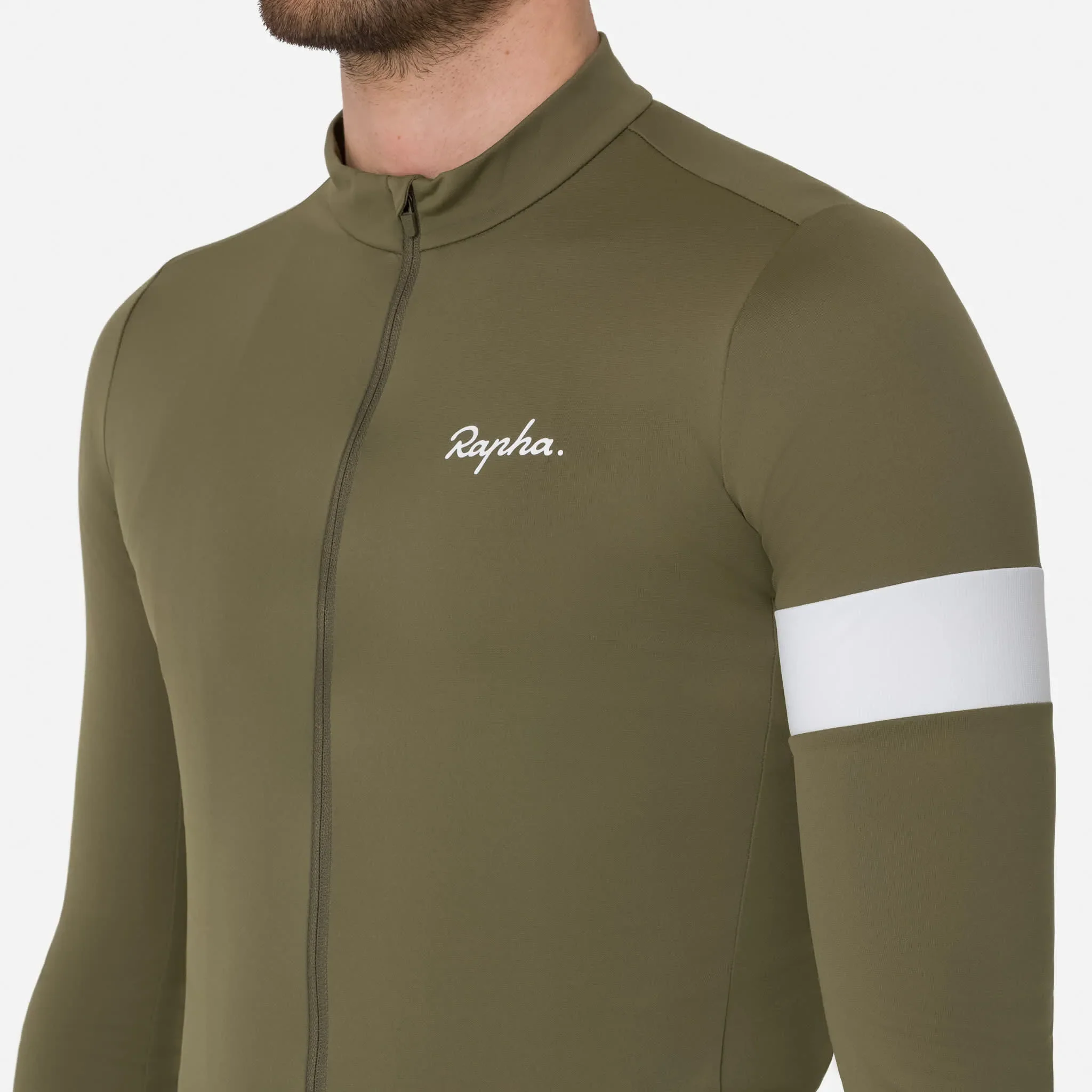 RAPHA Core Thermal Long Sleeve Jersey - Green/White - Image 6