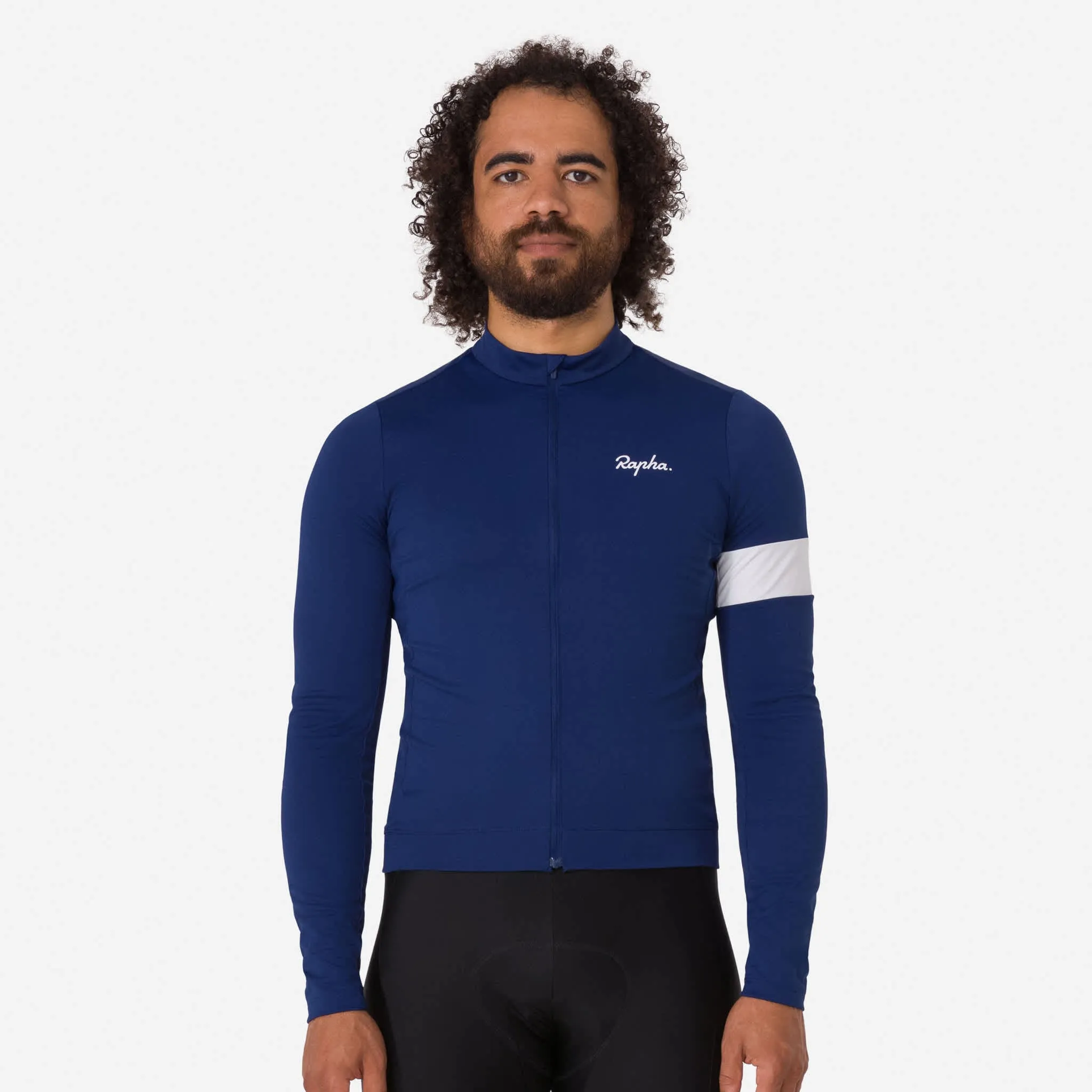 RAPHA Core Thermal Long Sleeve Jersey - Navy/White - Image 3