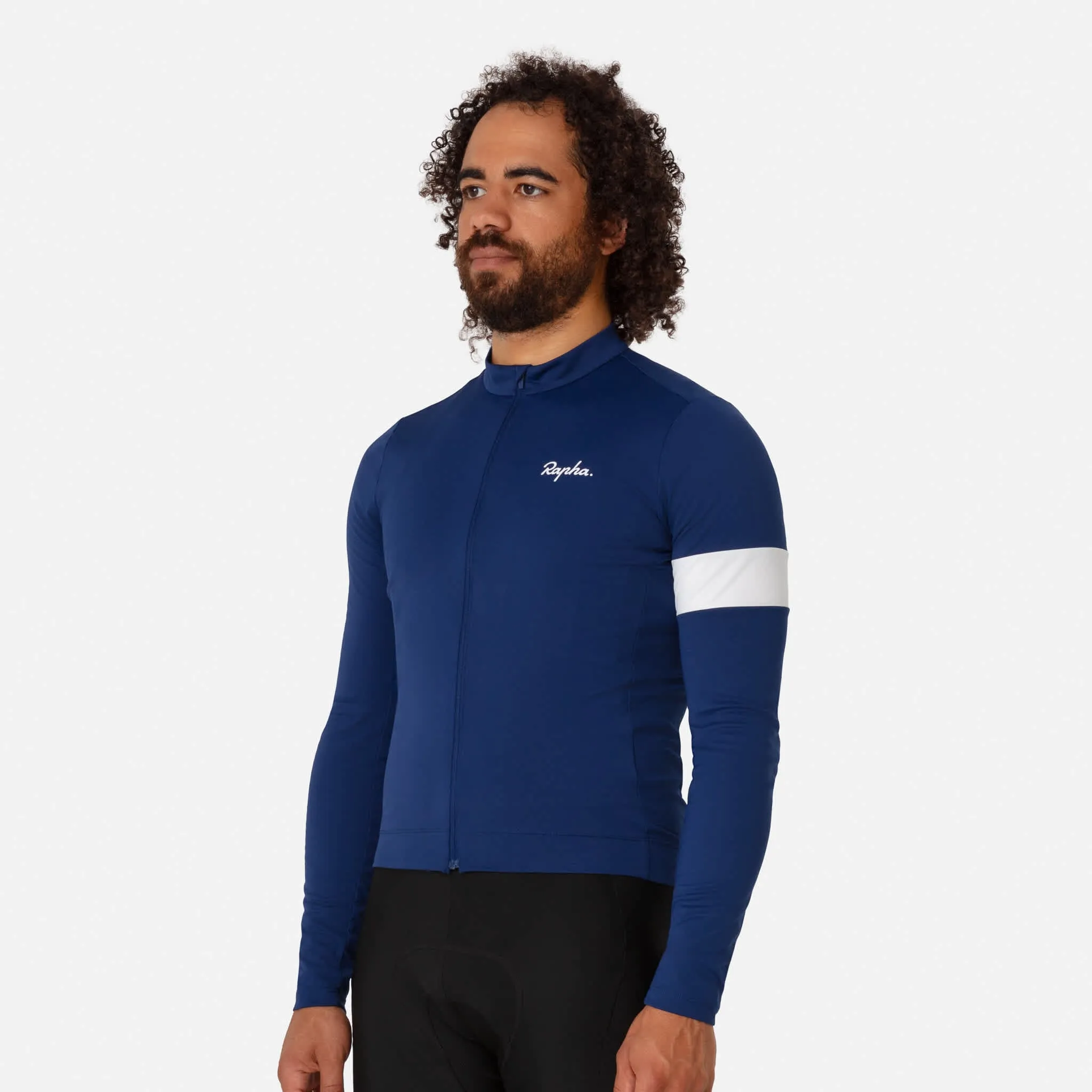 RAPHA Core Thermal Long Sleeve Jersey - Navy/White - Image 4