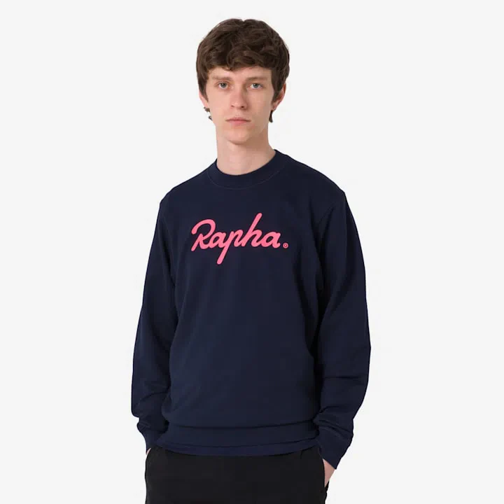 RAPHA Cotton Sweatshirt Large Logo - NHV Dark Navy/High-Vis Pink - Image 3