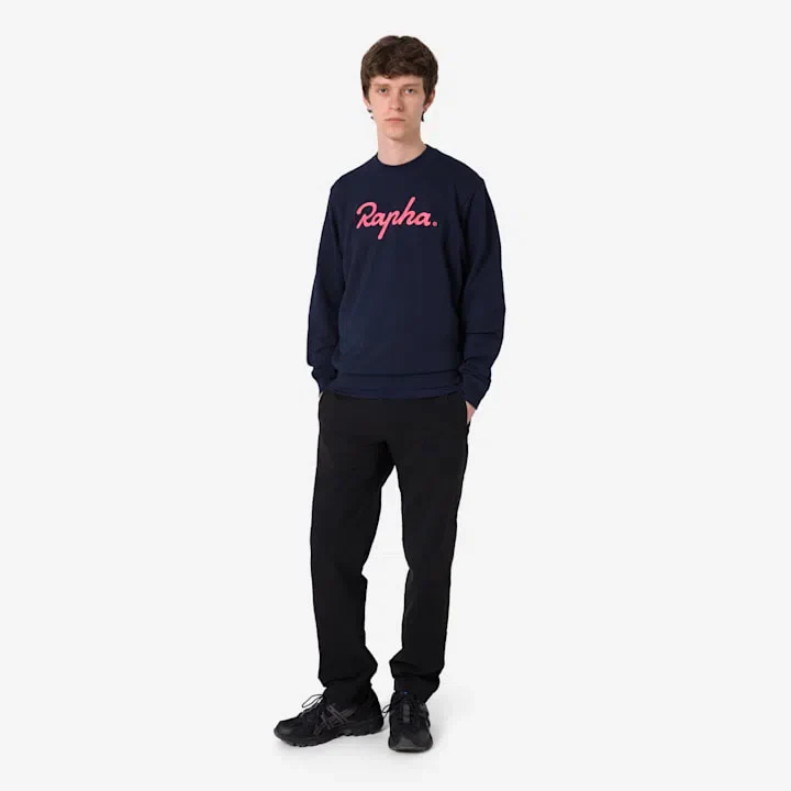 RAPHA Cotton Sweatshirt Large Logo - NHV Dark Navy/High-Vis Pink - Image 4