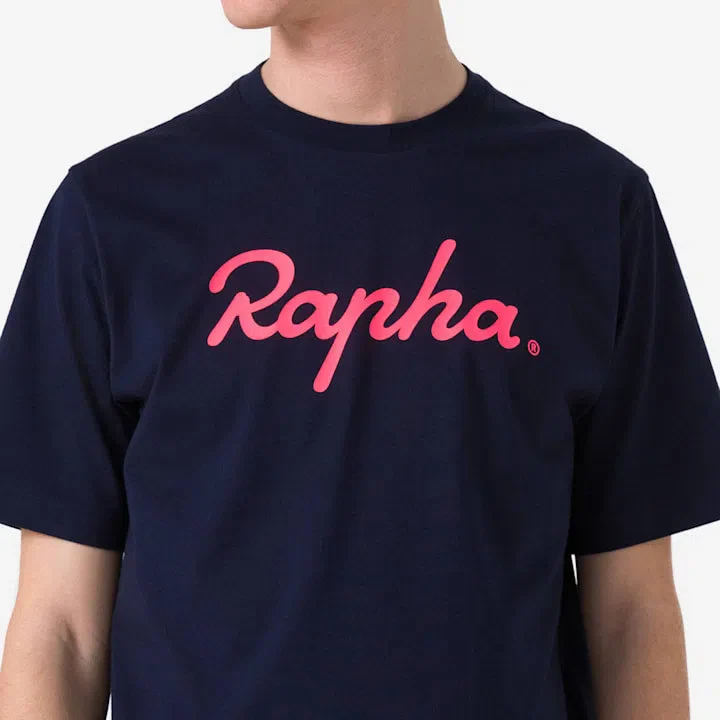 RAPHA Cotton TShirt Large Logo - DNP/Dark Navy/Hi Vis Pink - Image 3