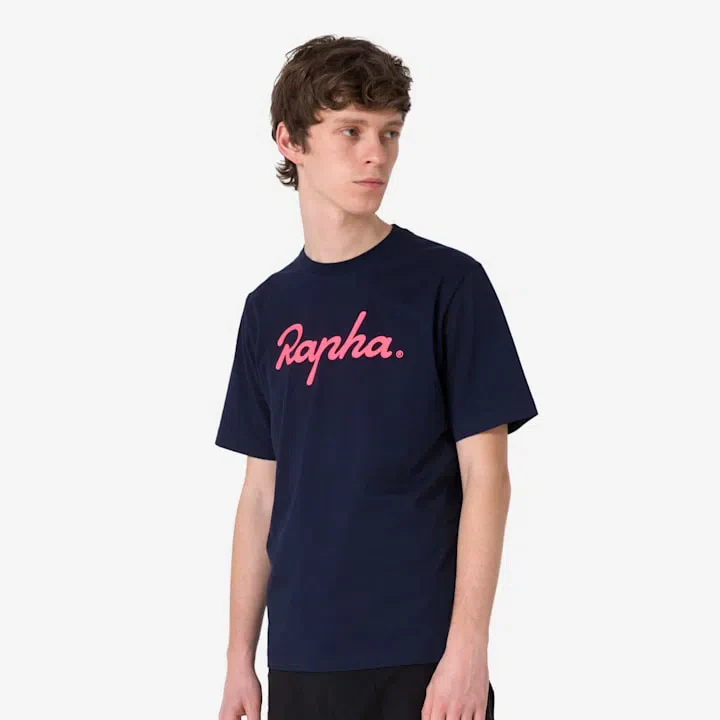 RAPHA Cotton TShirt Large Logo - DNP/Dark Navy/Hi Vis Pink - Image 6