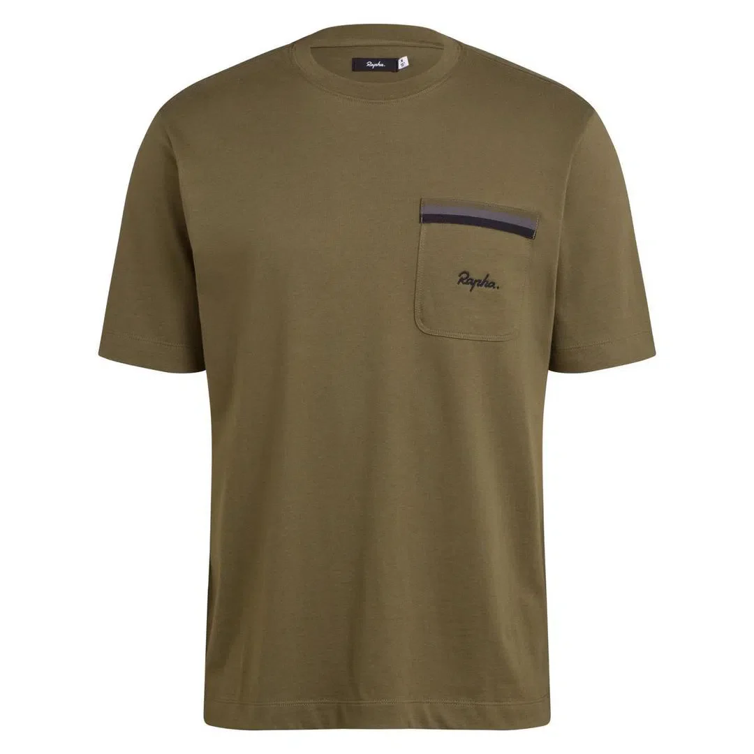 RAPHA Logo Pocket Tshirt - Dark Olive - Image 4