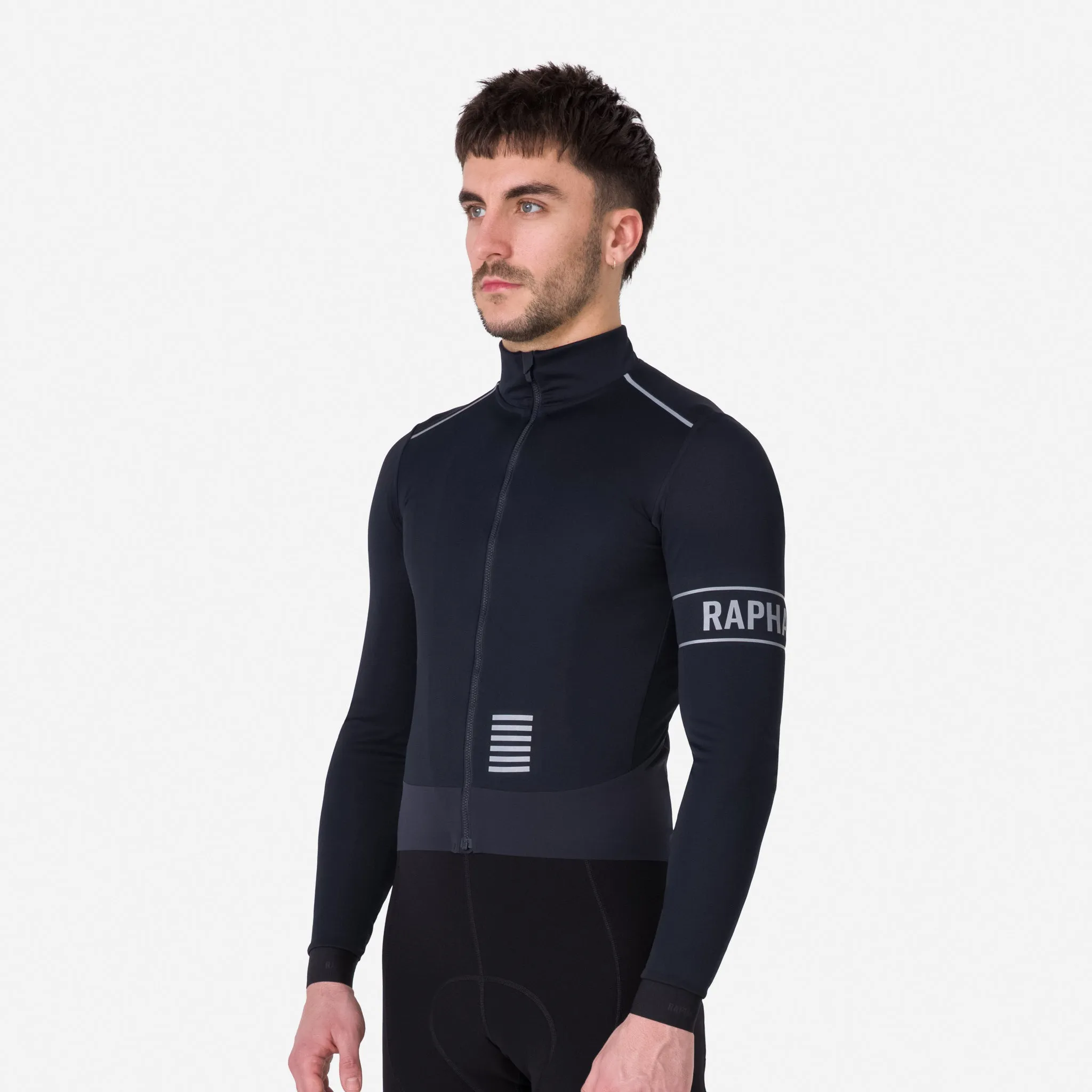 RAPHA Men's Pro Team Long Sleeve Windstopper Jersey - Black/Black - Image 4