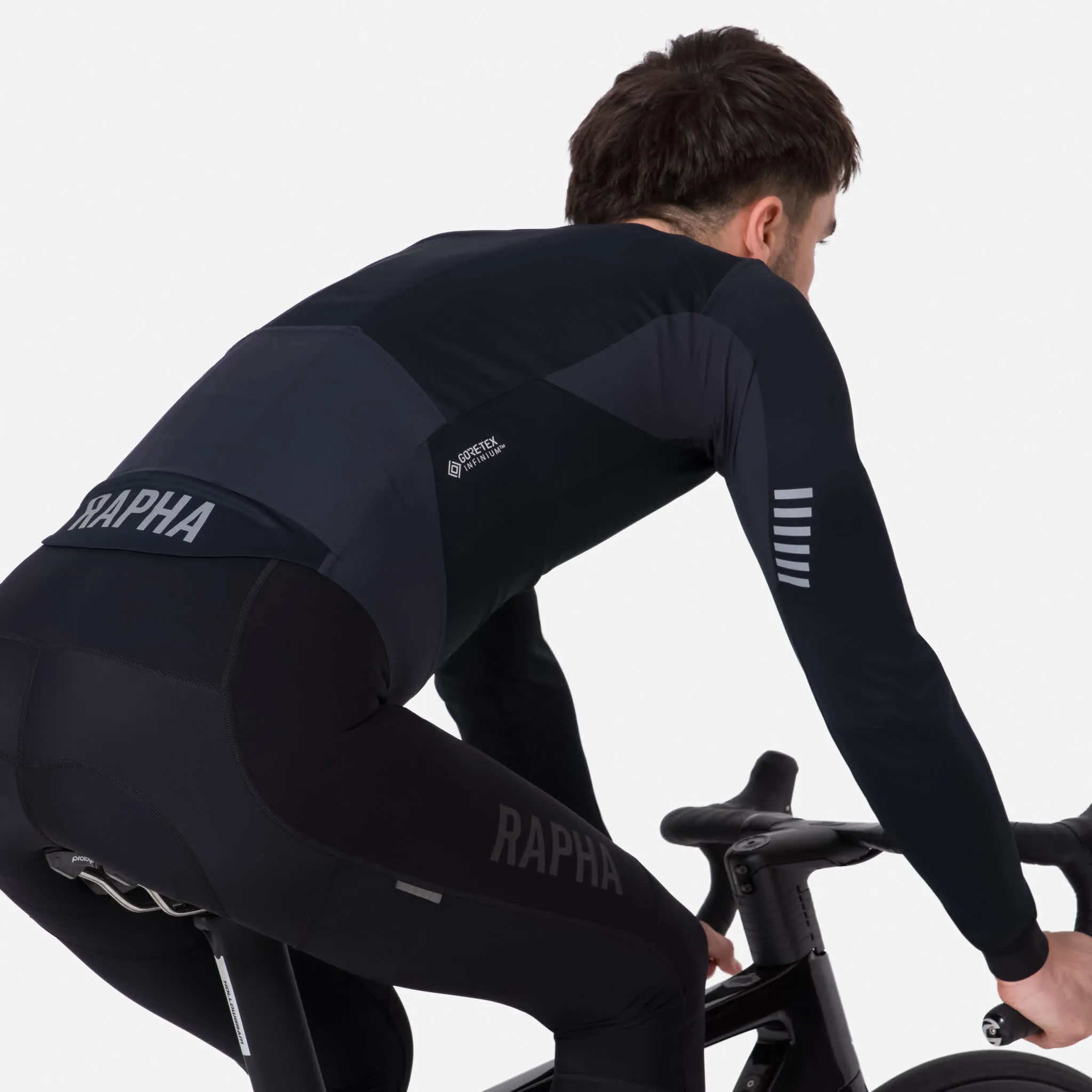 RAPHA Men's Pro Team Long Sleeve Windstopper Jersey - Black/Black - Image 6