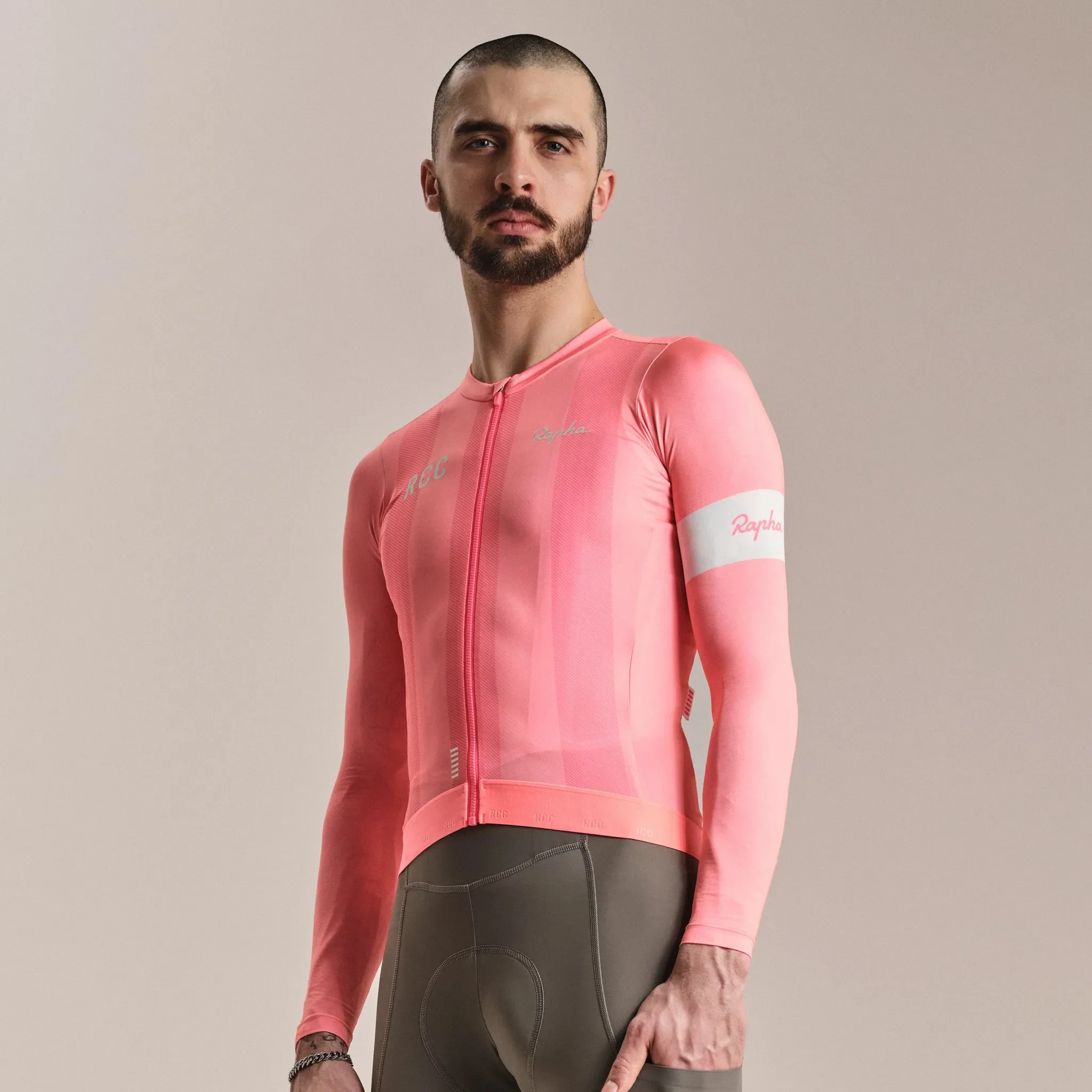 RAPHA Men's RCC Pro Team Long Sleeve Lightweight Jersey - Light Pink/High-Vis Pink - Image 3