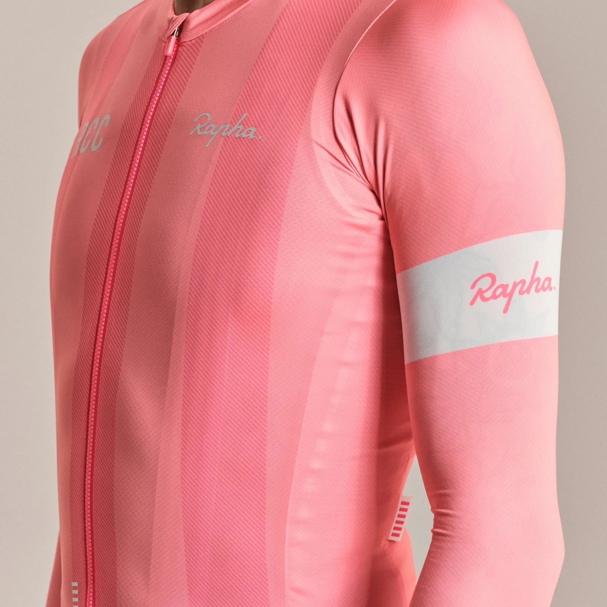 RAPHA Men's RCC Pro Team Long Sleeve Lightweight Jersey - Light Pink/High-Vis Pink - Image 5