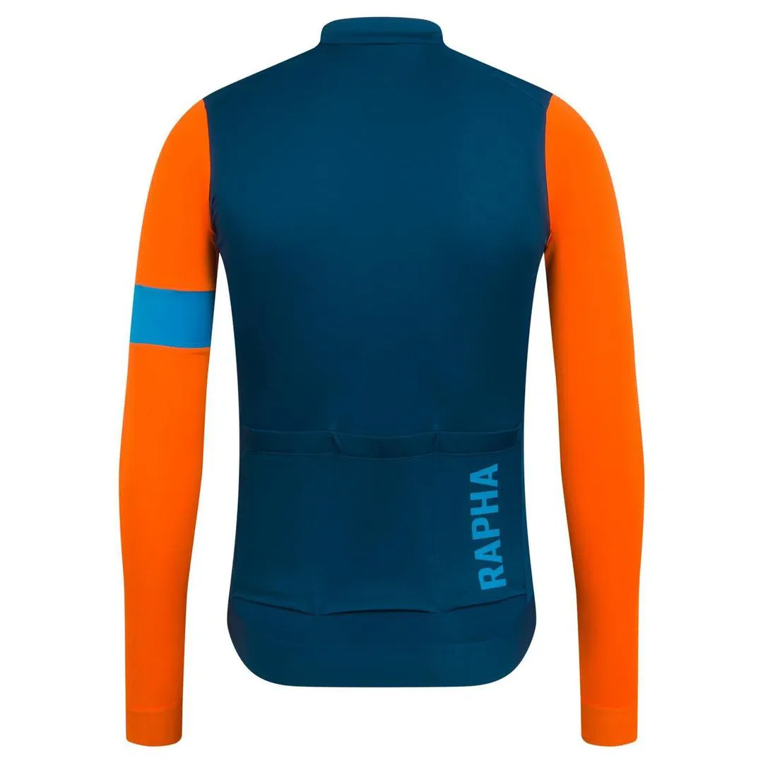 RAPHA Pro Team Training Long Sleeve Jersey - SSB Teal/Orange/Off White - Image 2