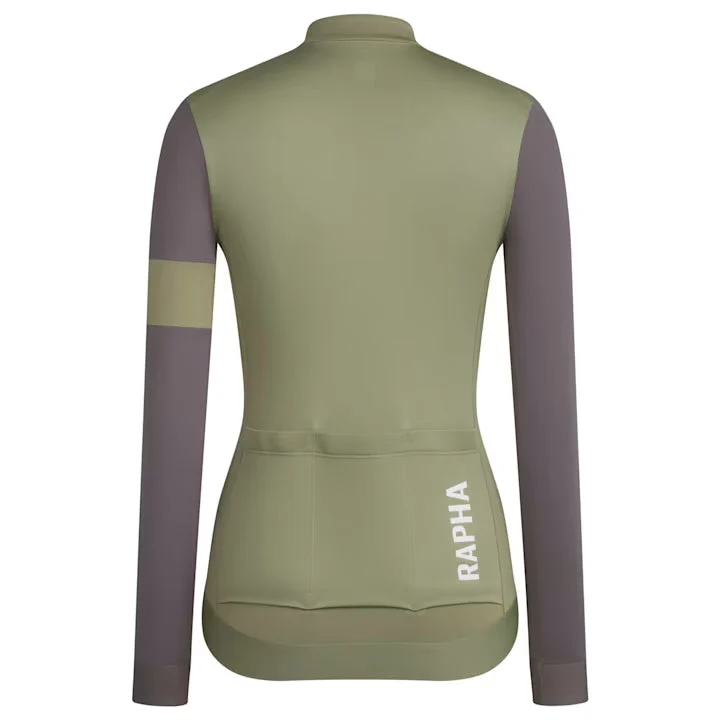 RAPHA Pro Team Training Long Sleeve Women Jersey AW2023 - OGK Olive Green/Mushroom - Image 2