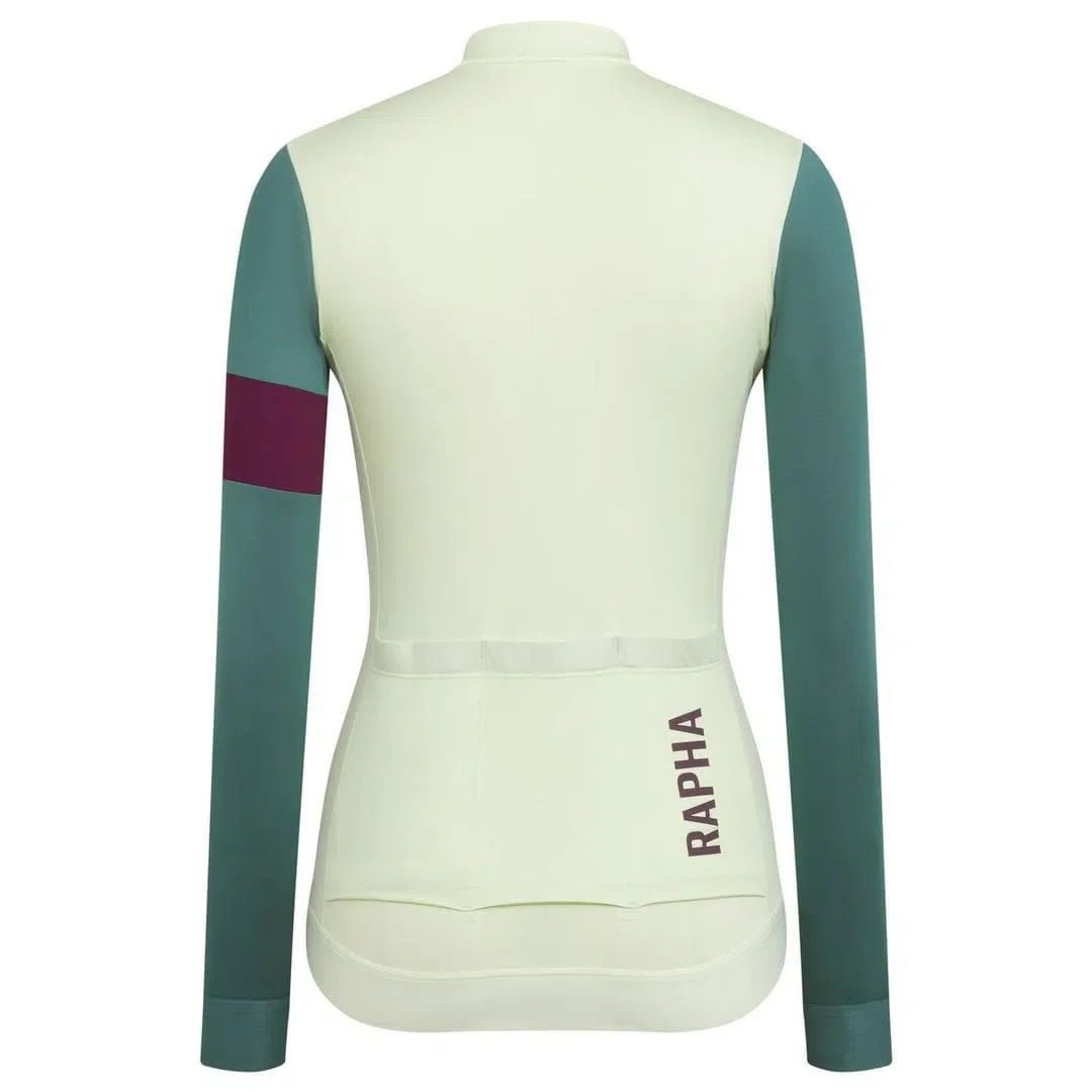 RAPHA Pro Team Training Long Sleeve Women Jersey AW2023 - LCP Light Green/Grey Blue - Image 2