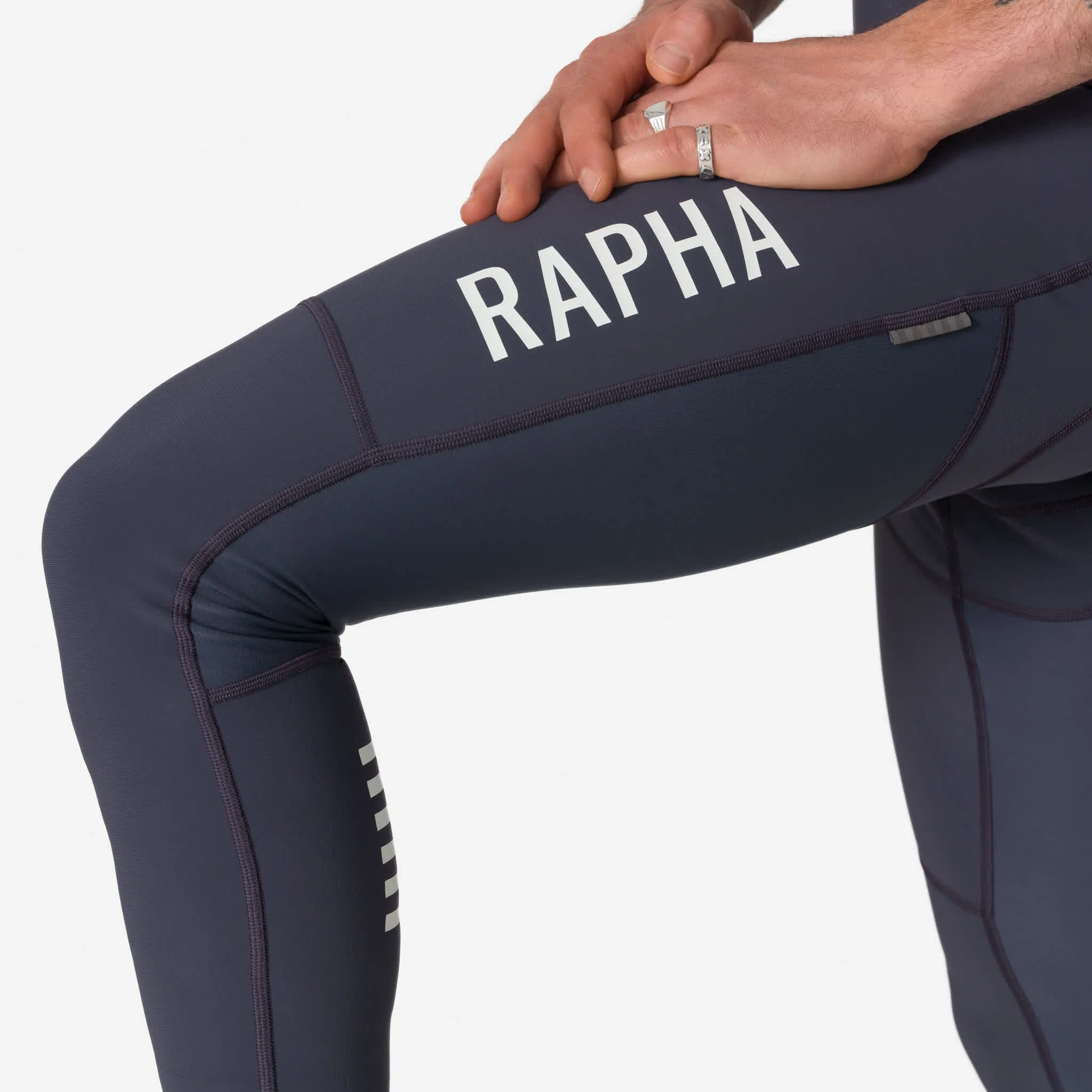RAPHA Pro Team Winter Bib Tights - Dark Grey/White - Image 5