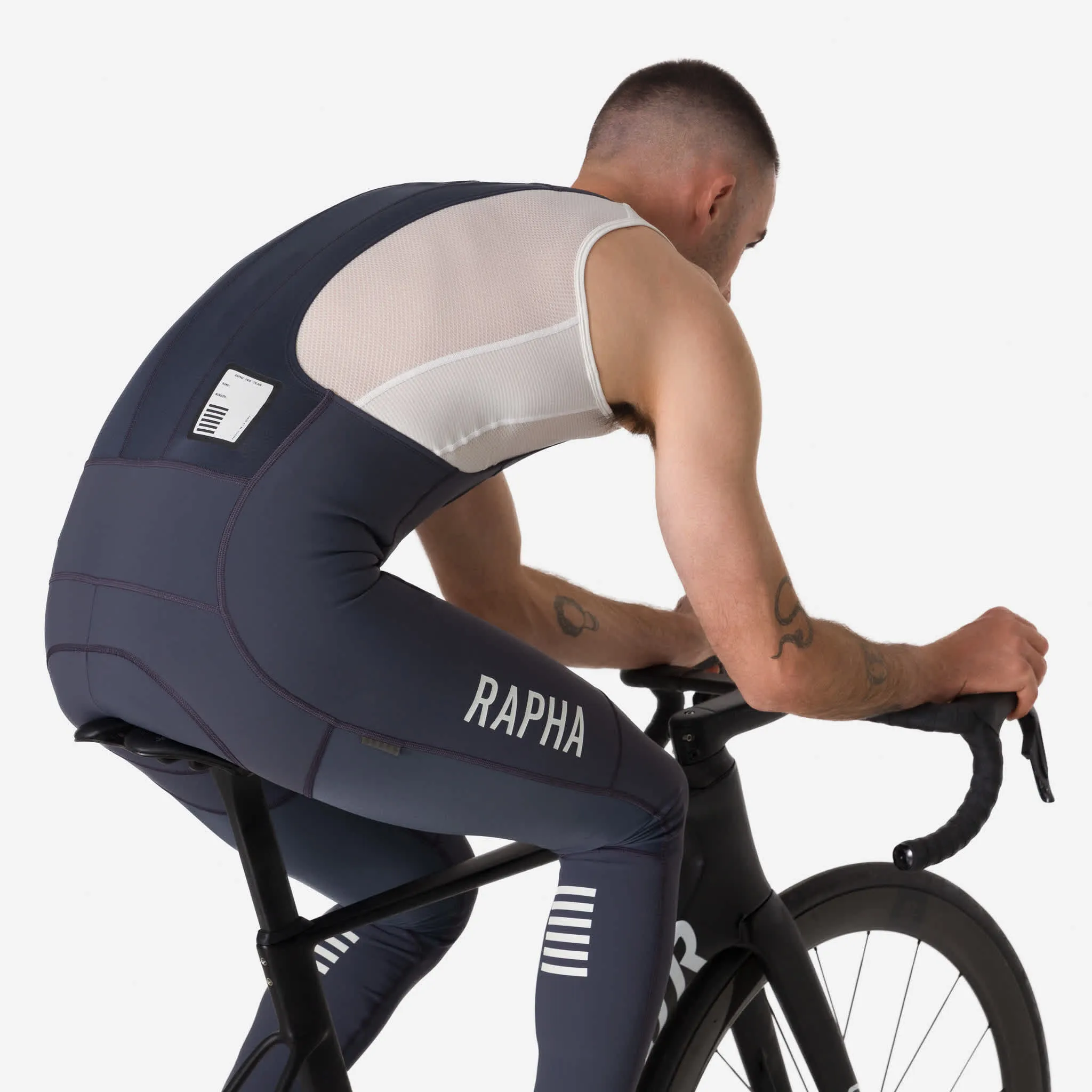 RAPHA Pro Team Winter Bib Tights - Dark Grey/White - Image 6