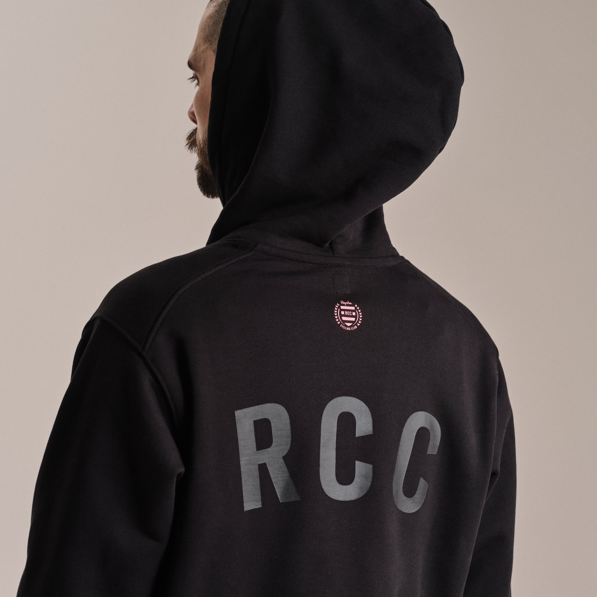 RAPHA RCC Cotton Hoodie - FGR Black/Hig Vis Pink - Image 6