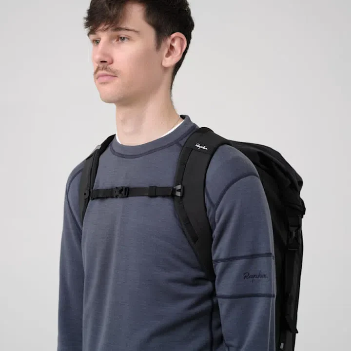 RAPHA Roll Top Backpack 30L - Black/Black - Image 6