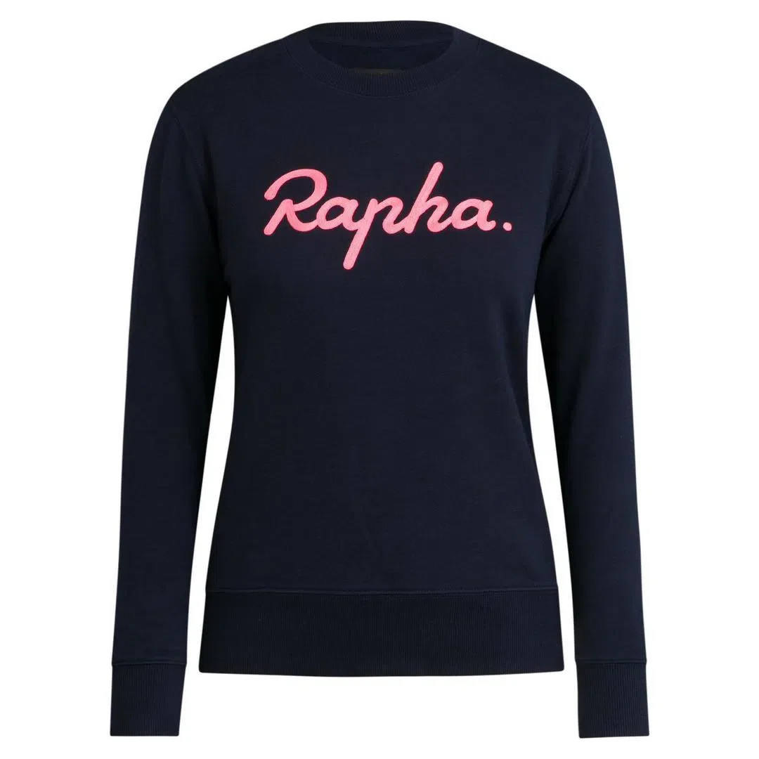 RAPHA Women Logo Sweatshirt - Navy/High-Vis Pink - Image 4