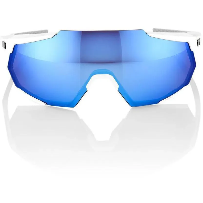 RIDE 100% Eyewear Racetrap - Matte White HiPER Blue Multilayer Mirror Lens - Image 2