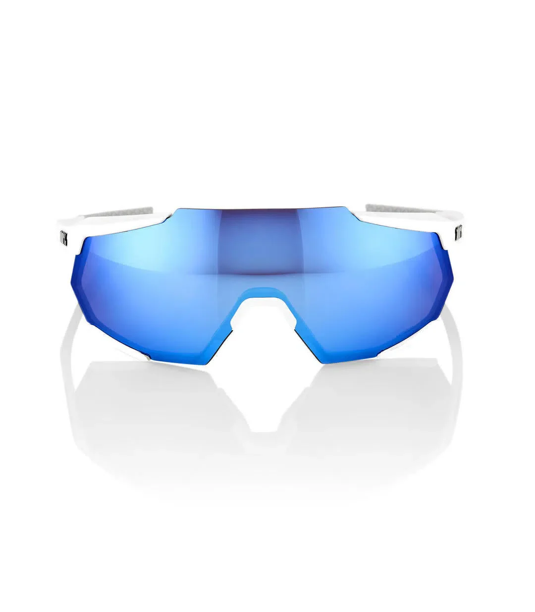 RIDE 100% Eyewear Racetrap - Matte White HiPER Blue Multilayer Mirror Lens - Image 4