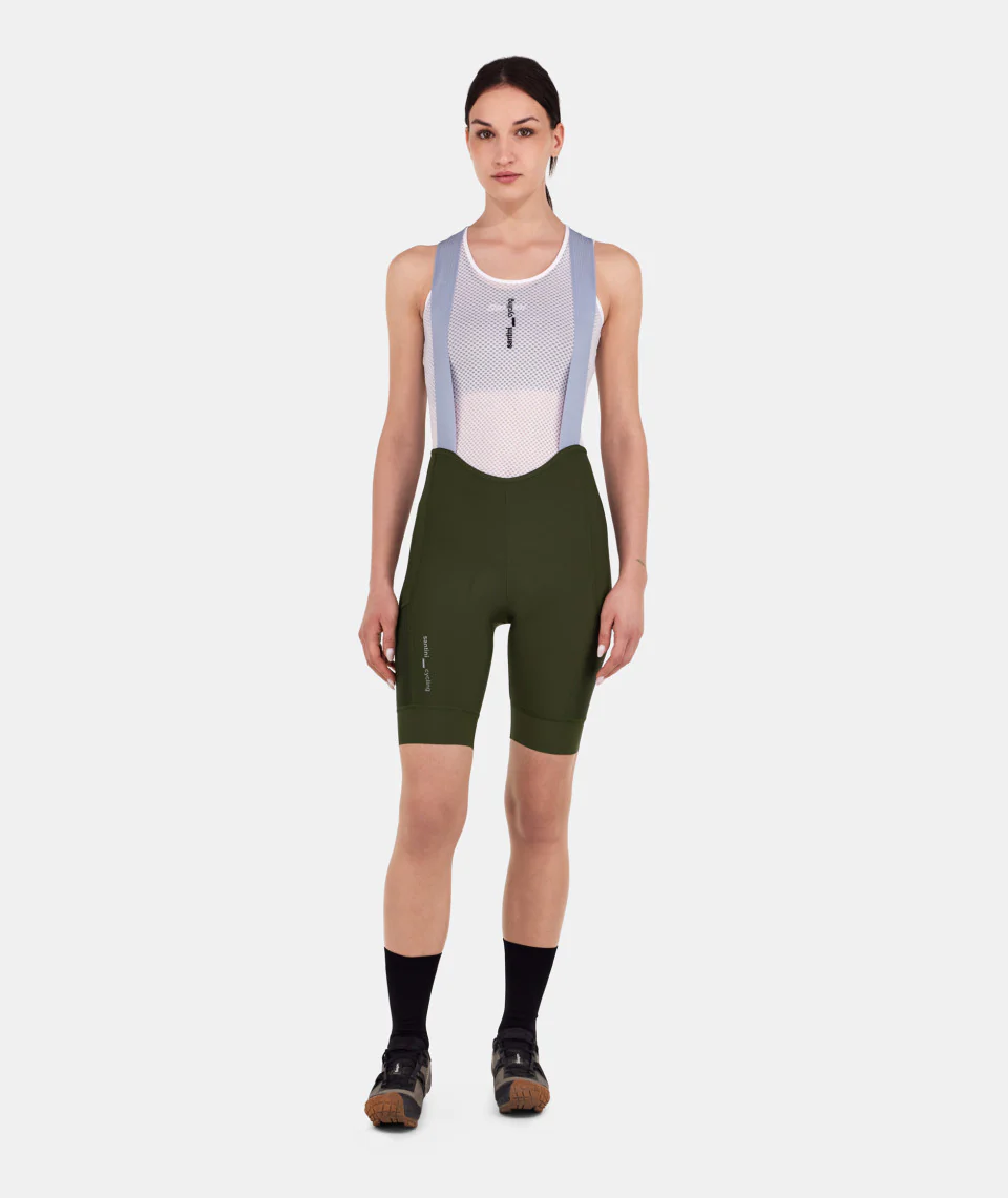 SANTINI Women Cargo Bib Shorts - Military Green