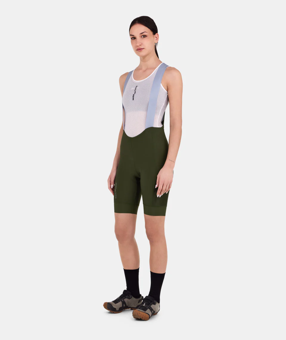 SANTINI Women Cargo Bib Shorts - Military Green - Image 3