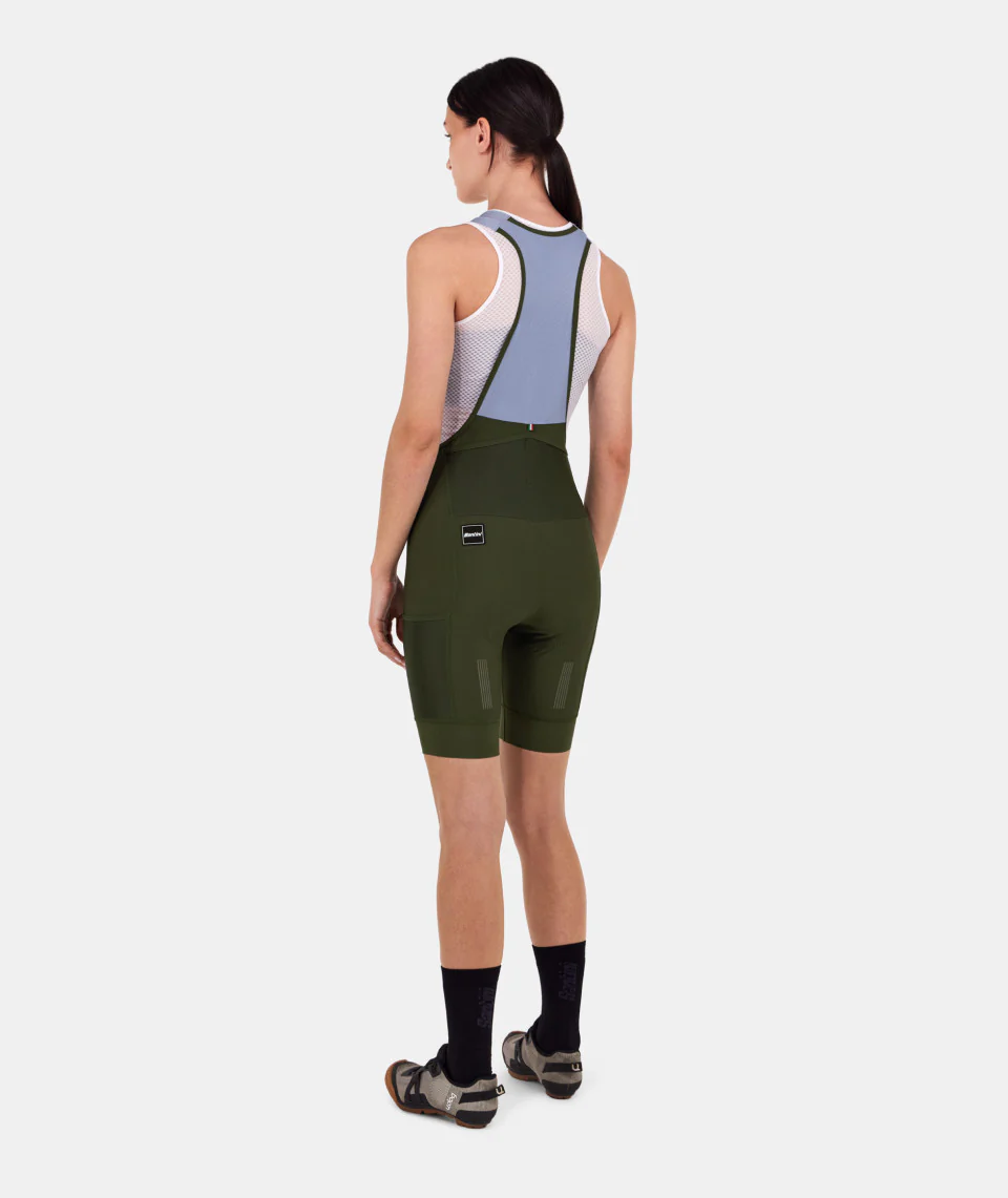 SANTINI Women Cargo Bib Shorts - Military Green - Image 4