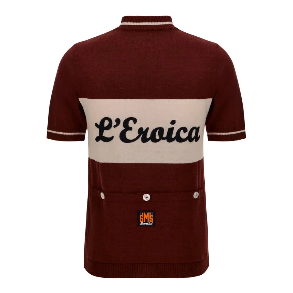 SANTINI EROICA Official Wool Cycling Jersey - Burgundy - Image 2