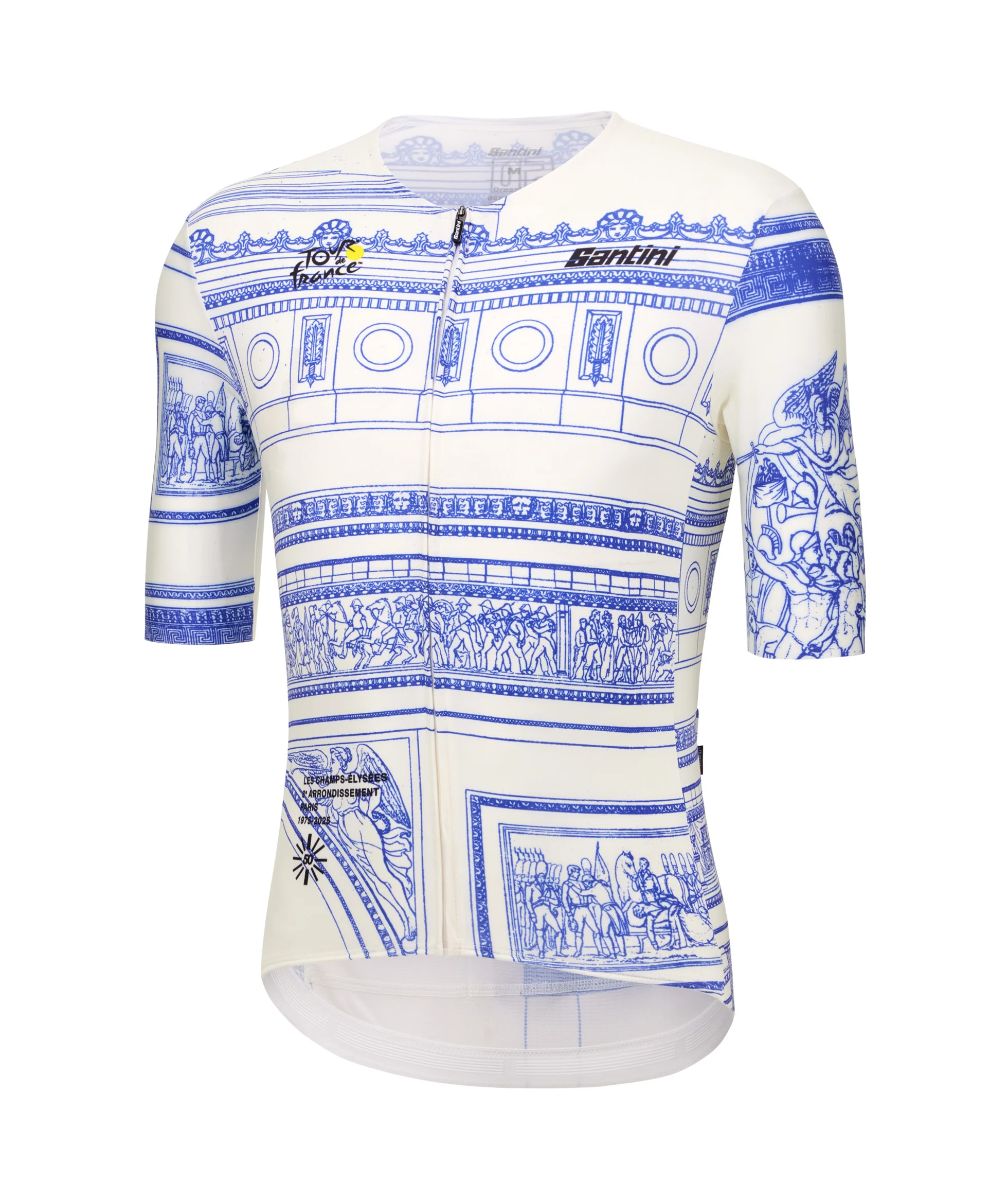 SANTINI Tour De France Arrivee Arc De Triomphe Jersey - White/Blue - Image 3
