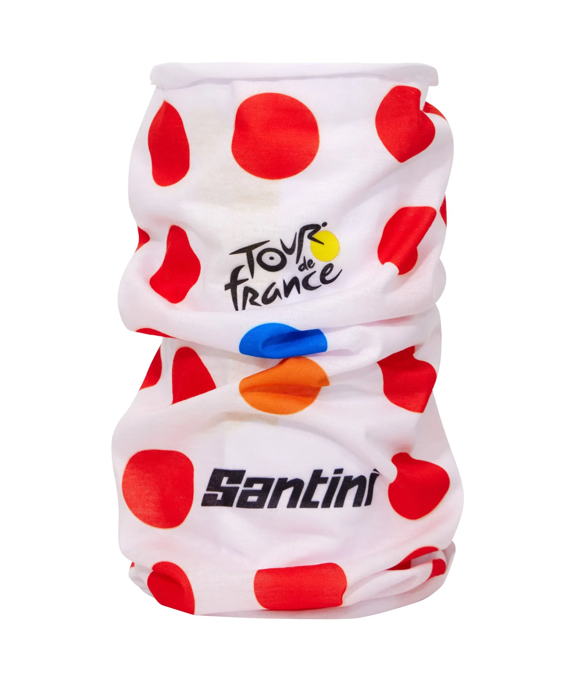 SANTINI Tour De France Polka Dot Neck Warmer - White/Red - Image 2