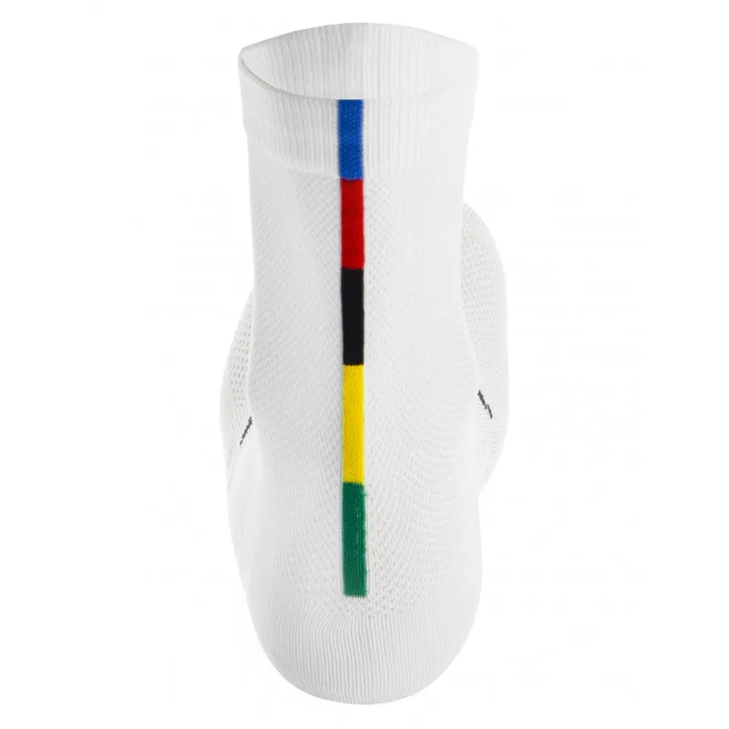 SANTINI UCI OFFICIAL  CYCLING SOCKS - White/Rainbow - Image 2